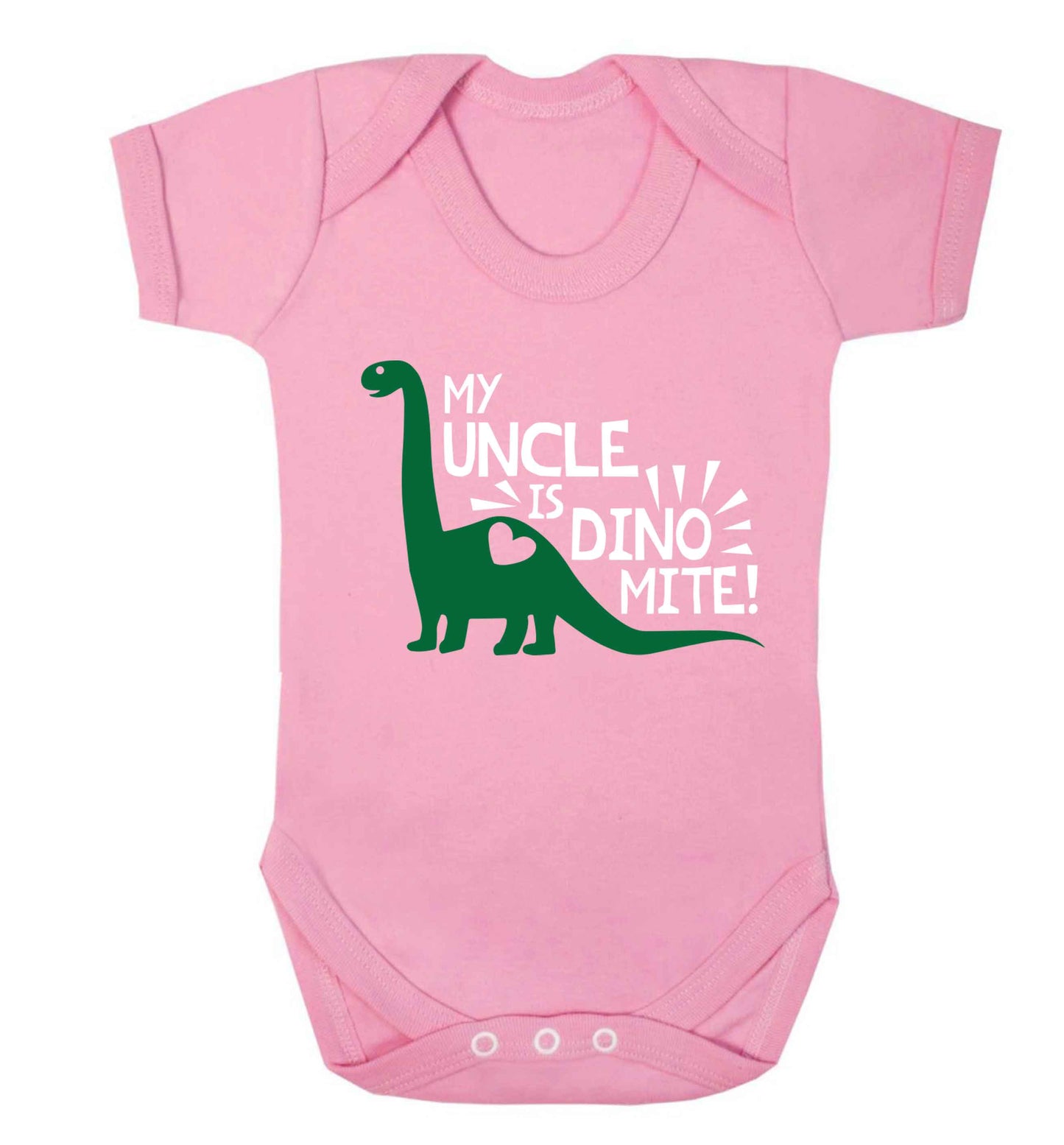 My uncle is dinomite! Baby Vest pale pink 18-24 months