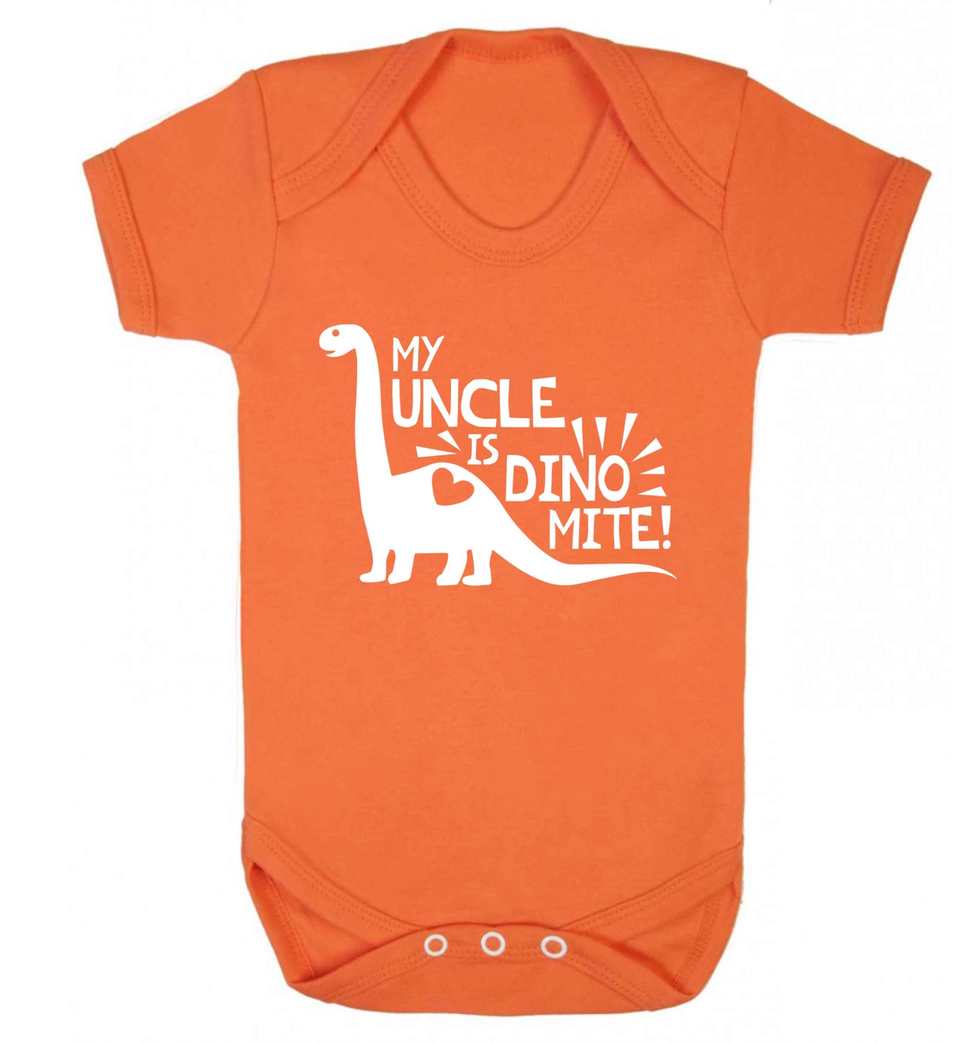My uncle is dinomite! Baby Vest orange 18-24 months