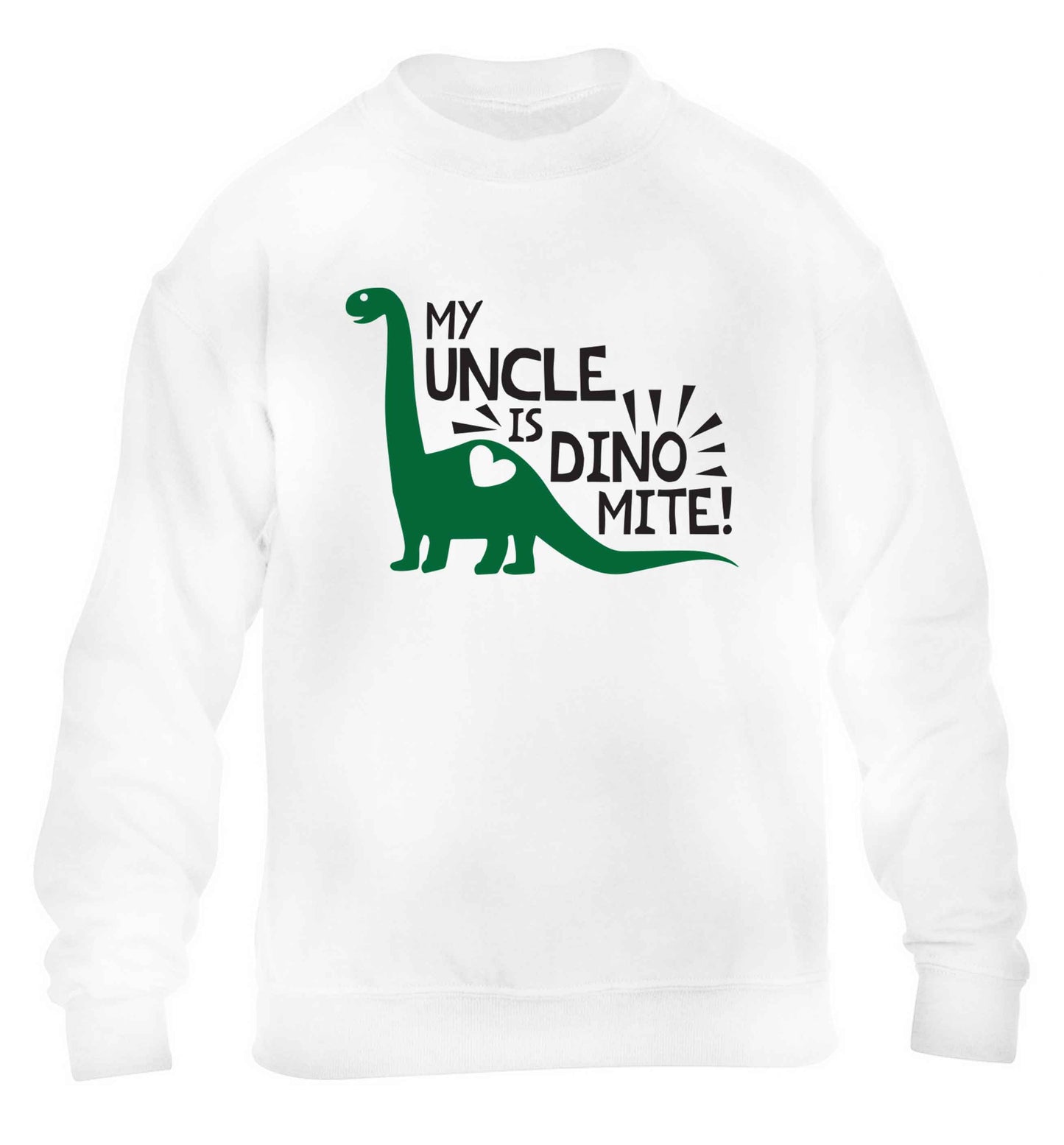 My uncle is dinomite! children's white sweater 12-13 Years