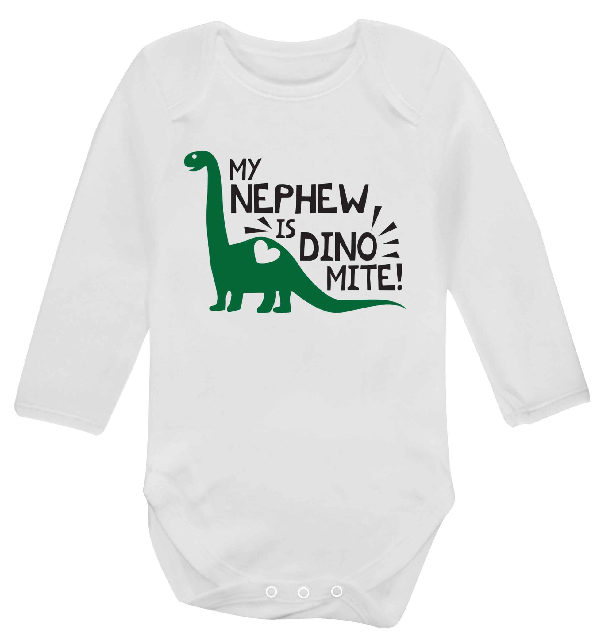 My nephew is dinomite! Baby Vest long sleeved white 6-12 months