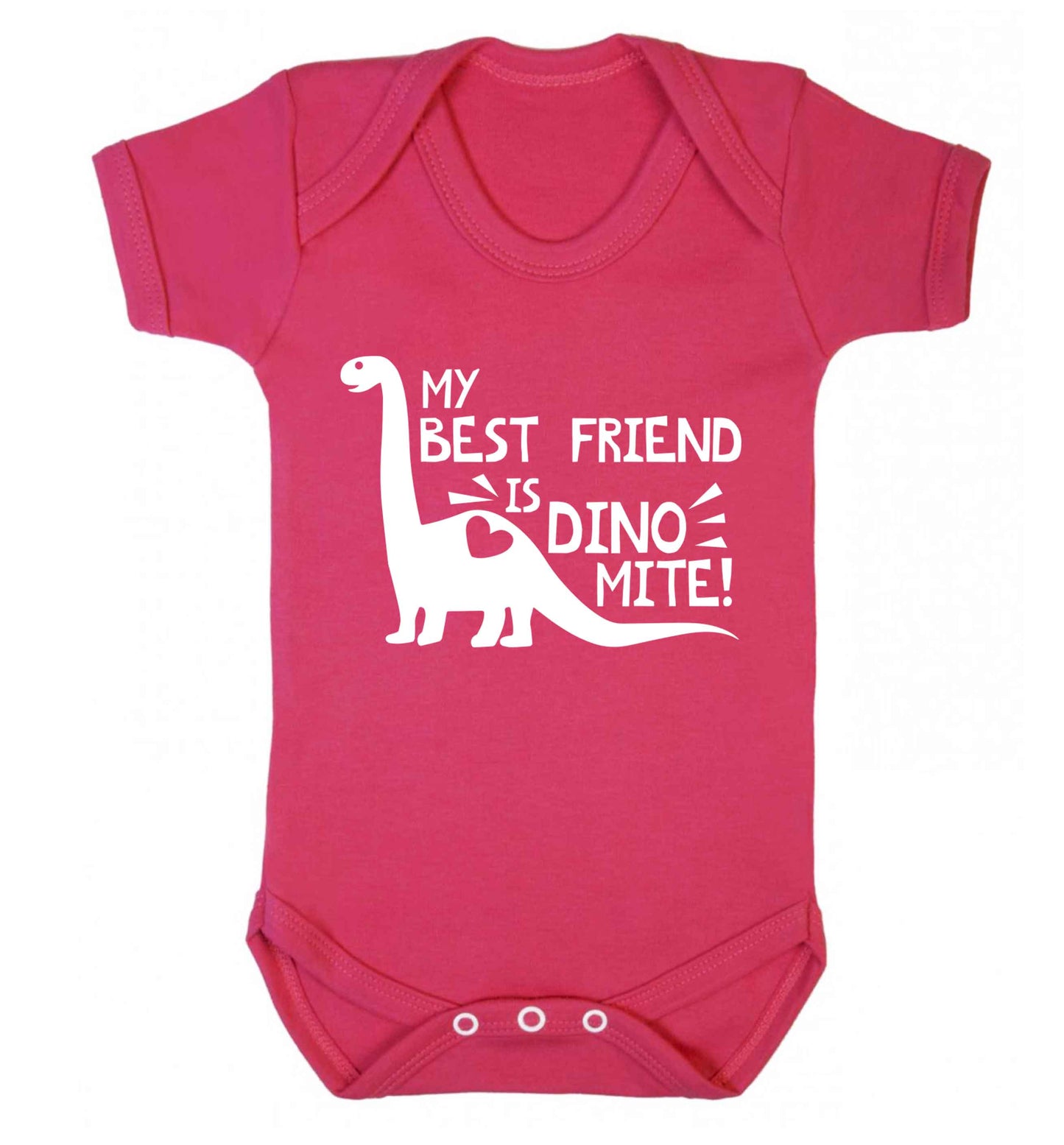 My best friend is dinomite! Baby Vest dark pink 18-24 months