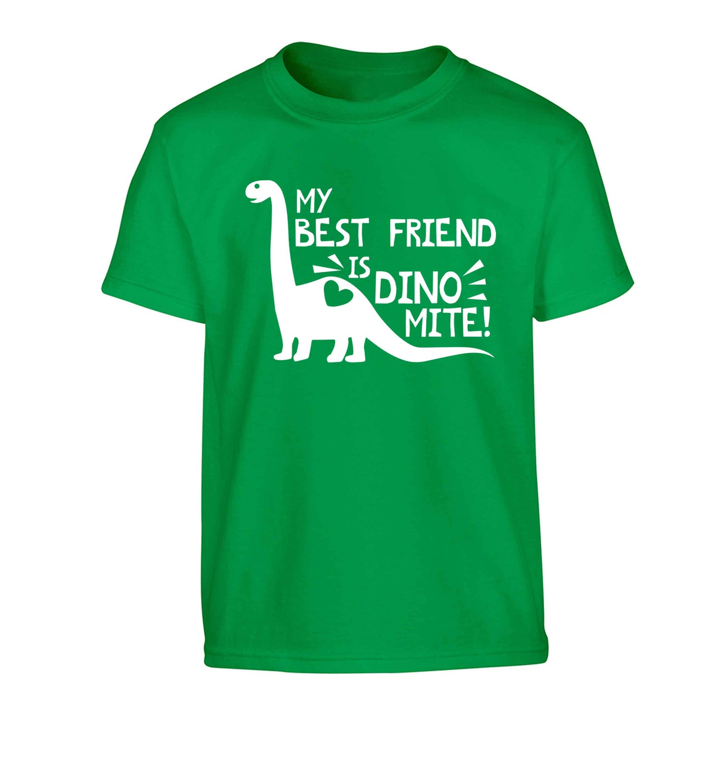 My best friend is dinomite! Children's green Tshirt 12-13 Years