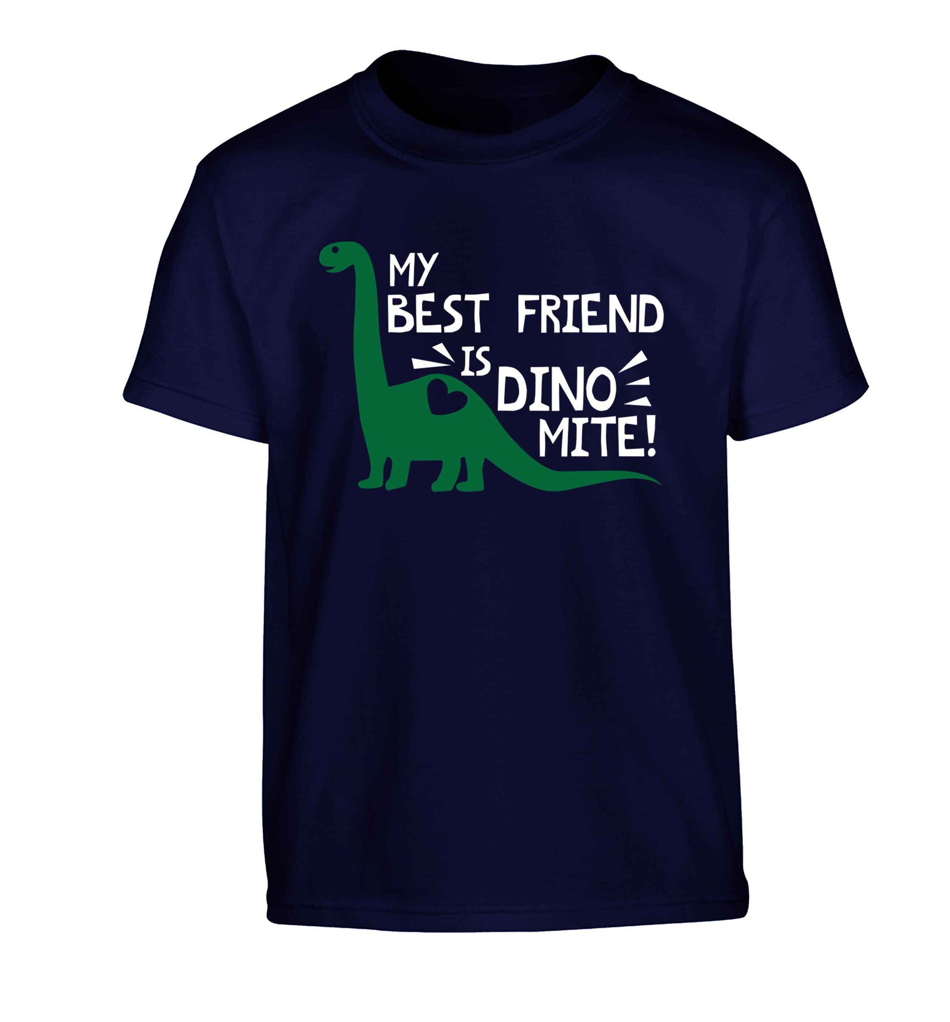 My best friend is dinomite! Children's navy Tshirt 12-13 Years