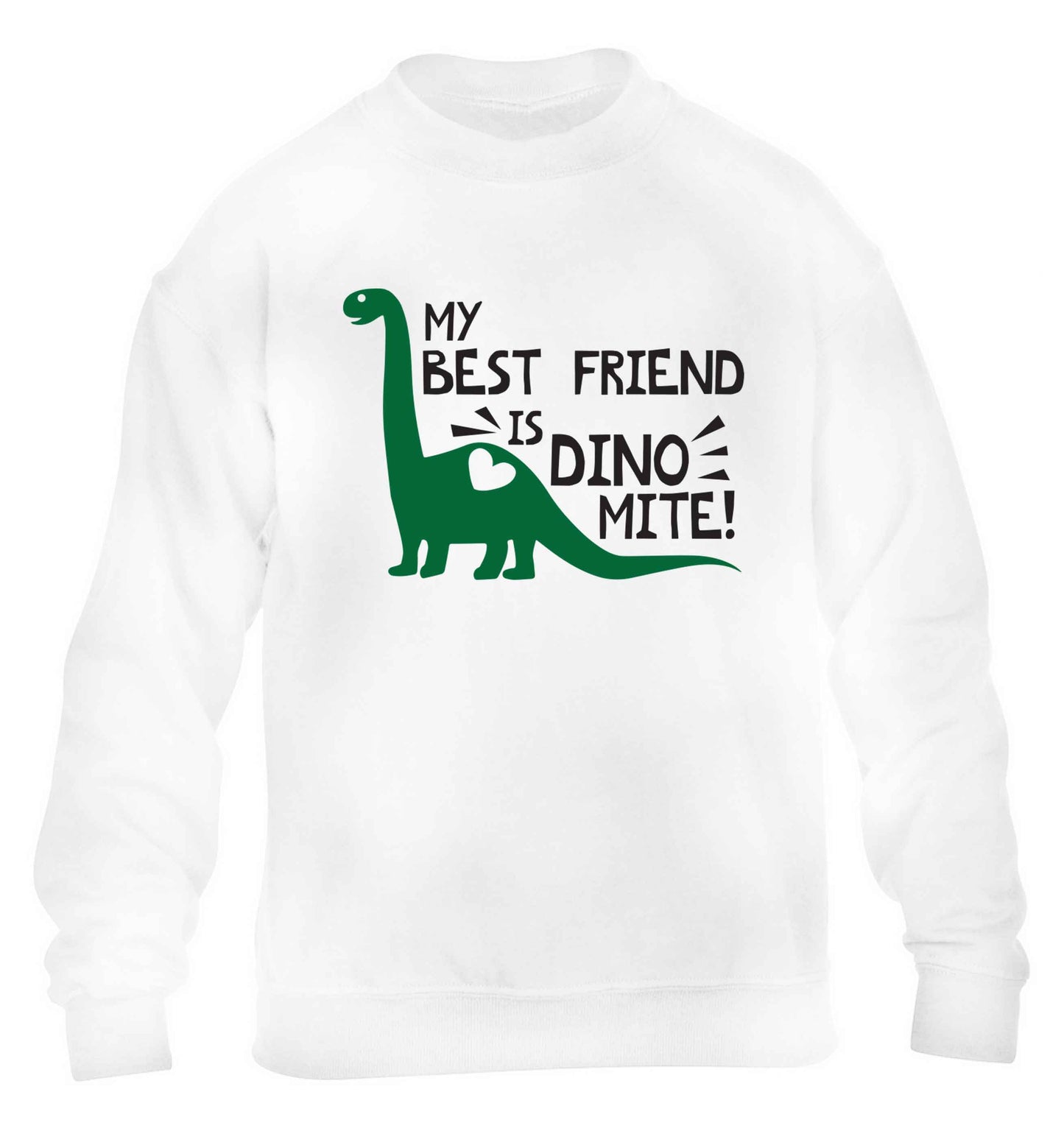 My best friend is dinomite! children's white sweater 12-13 Years