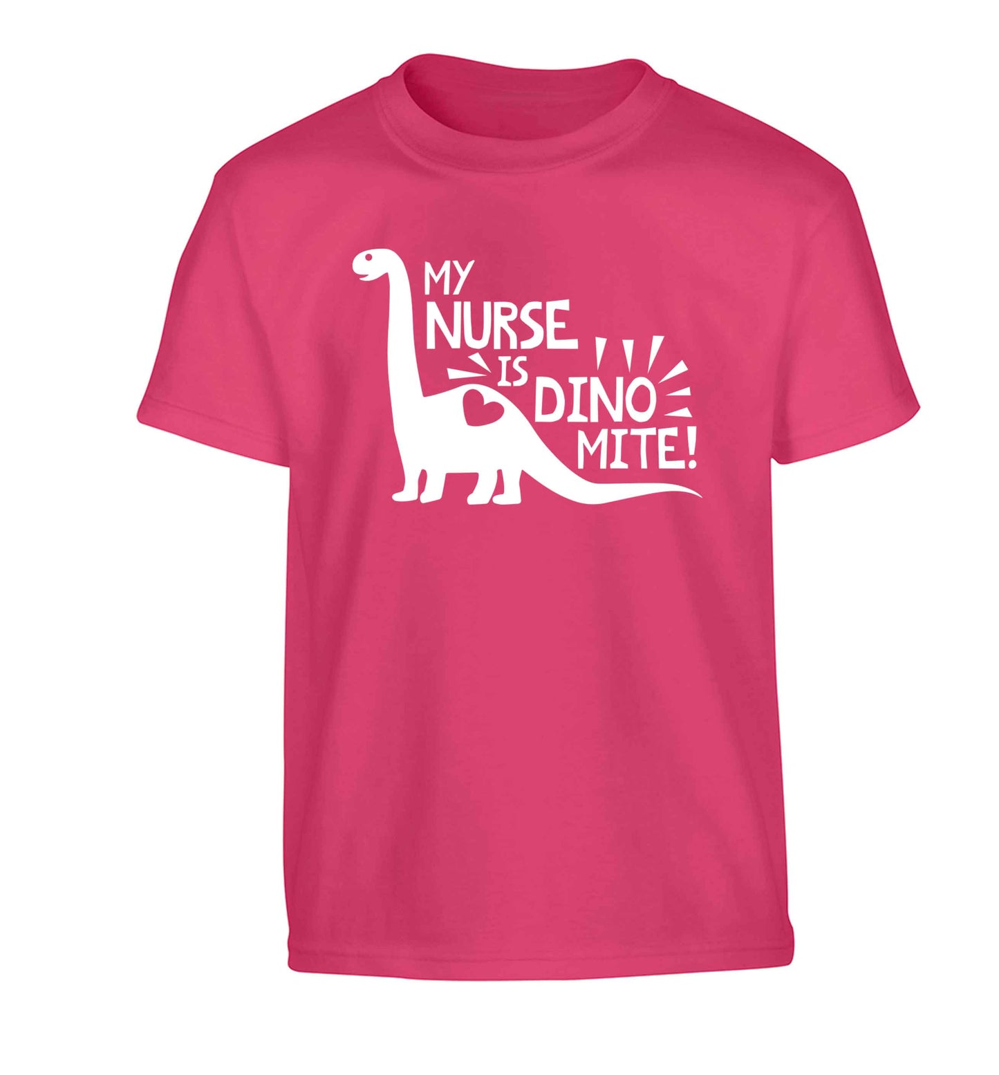 My nurse is dinomite! Children's pink Tshirt 12-13 Years