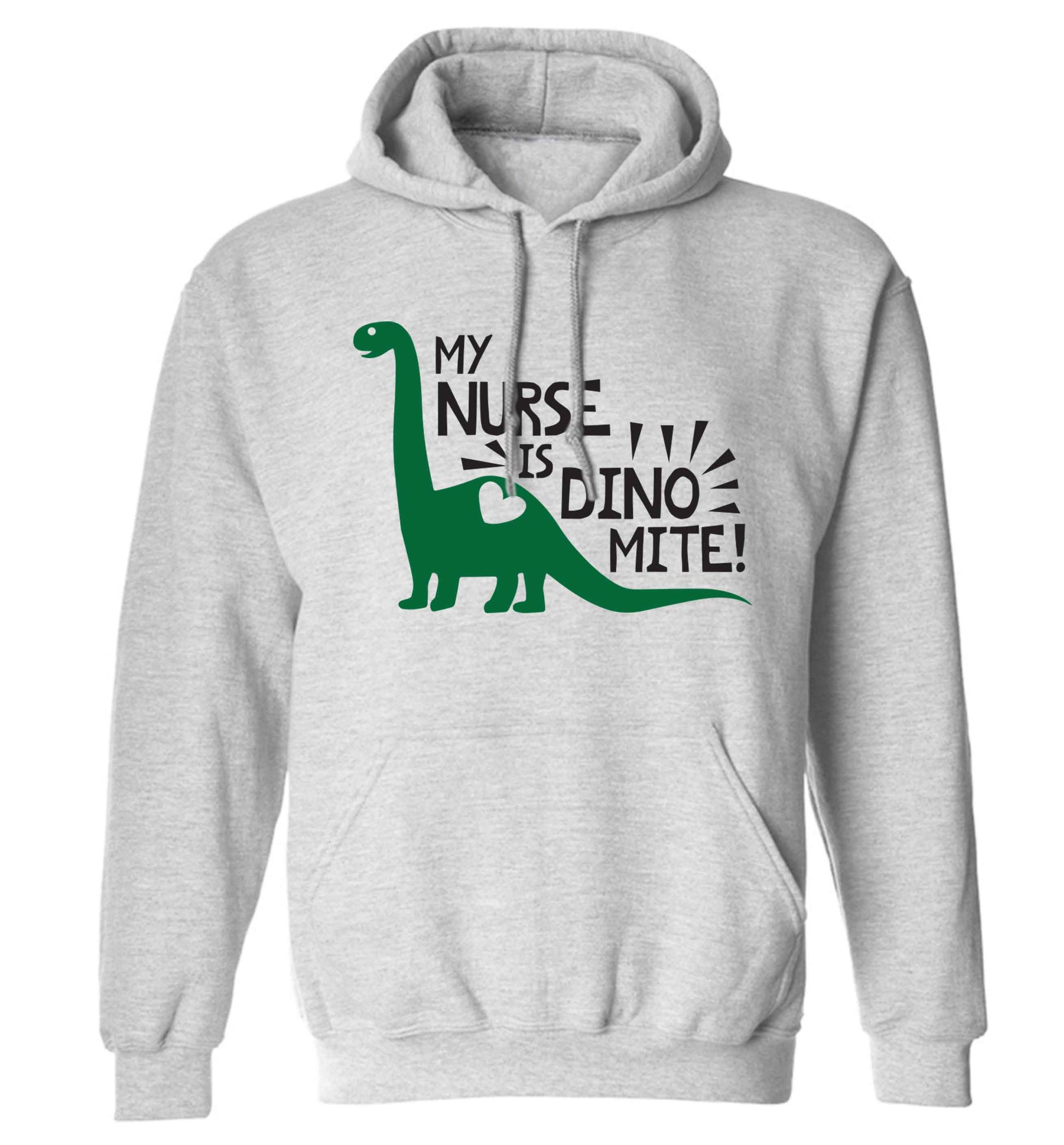 My nurse is dinomite! adults unisex grey hoodie 2XL