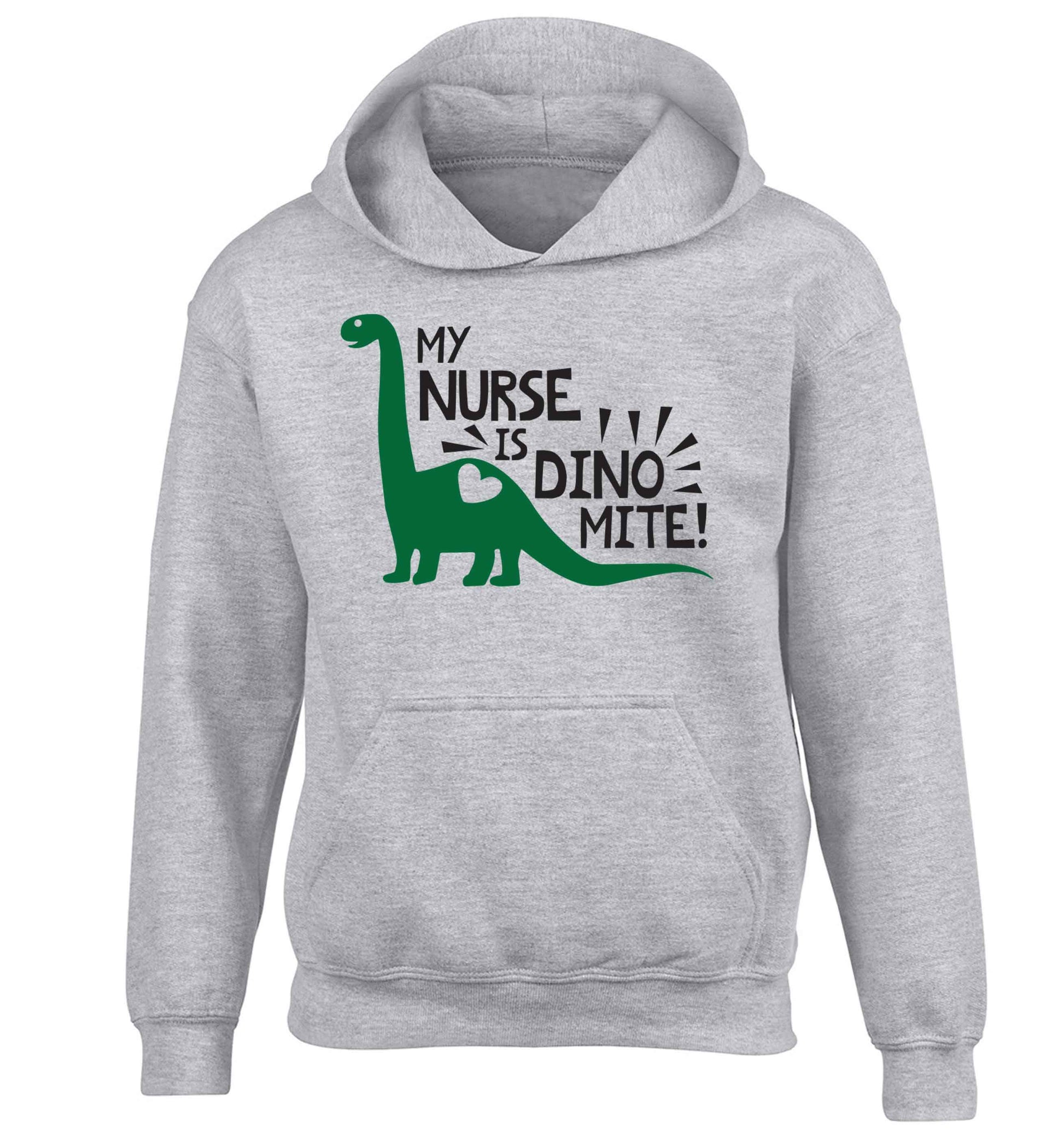 My nurse is dinomite! children's grey hoodie 12-13 Years