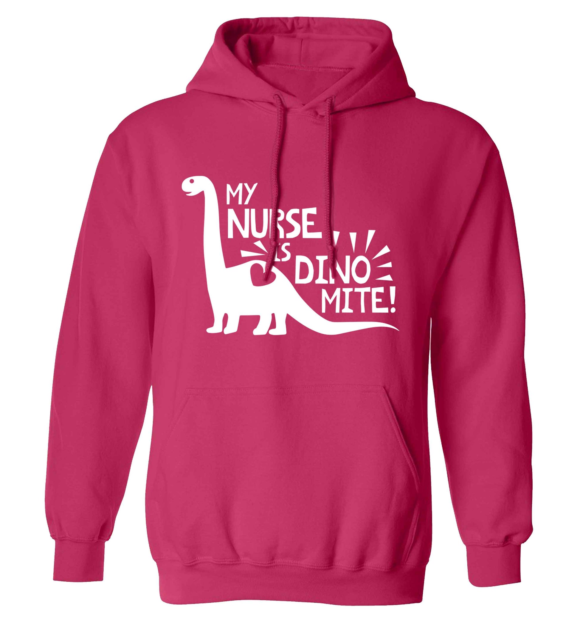 My nurse is dinomite! adults unisex pink hoodie 2XL