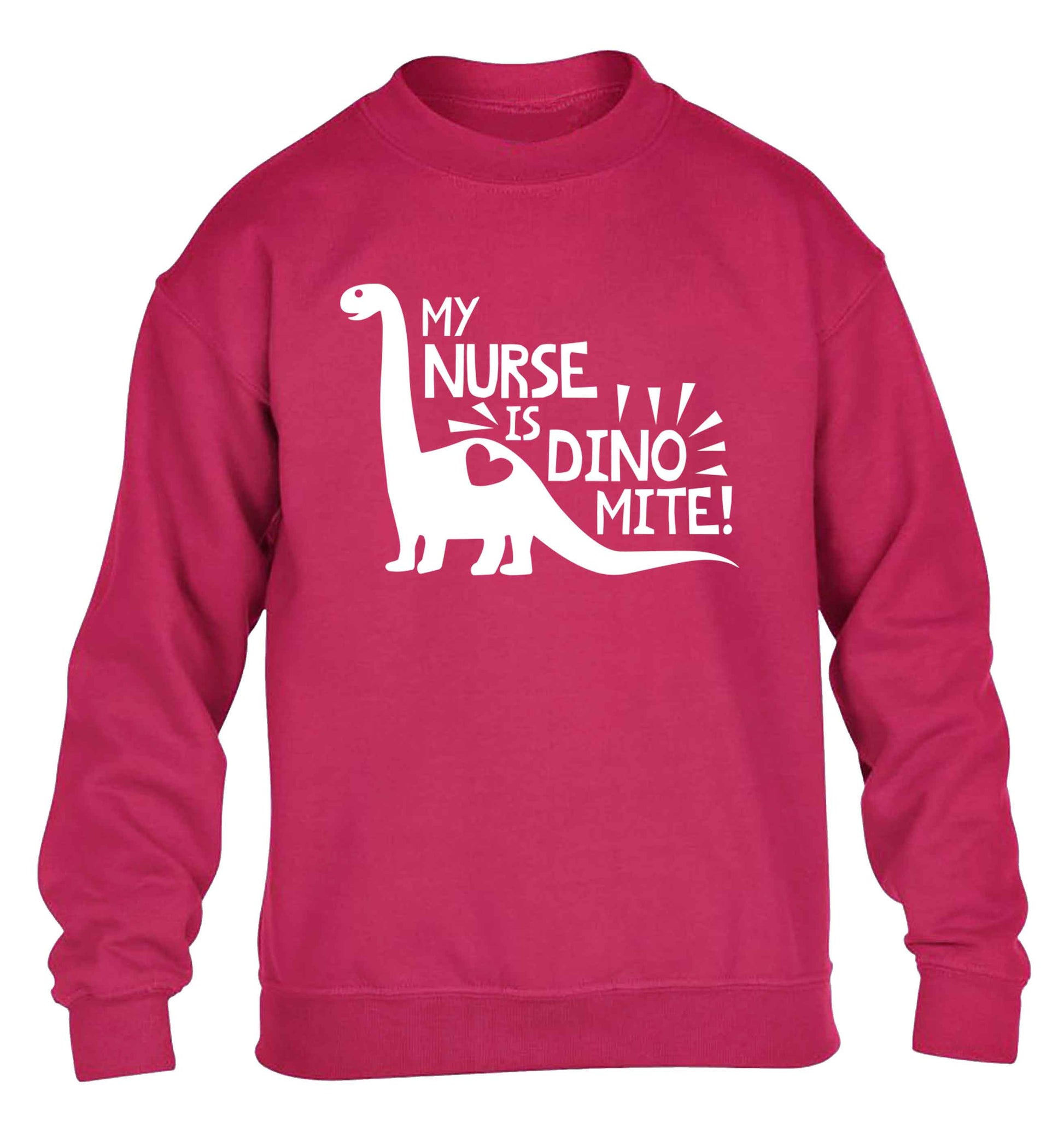 My nurse is dinomite! children's pink sweater 12-13 Years