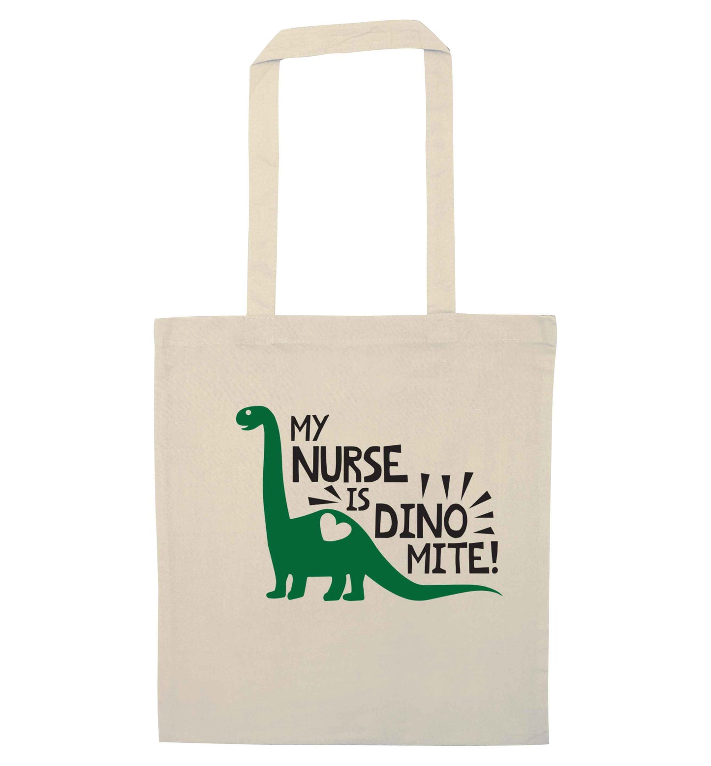 My nurse is dinomite! natural tote bag