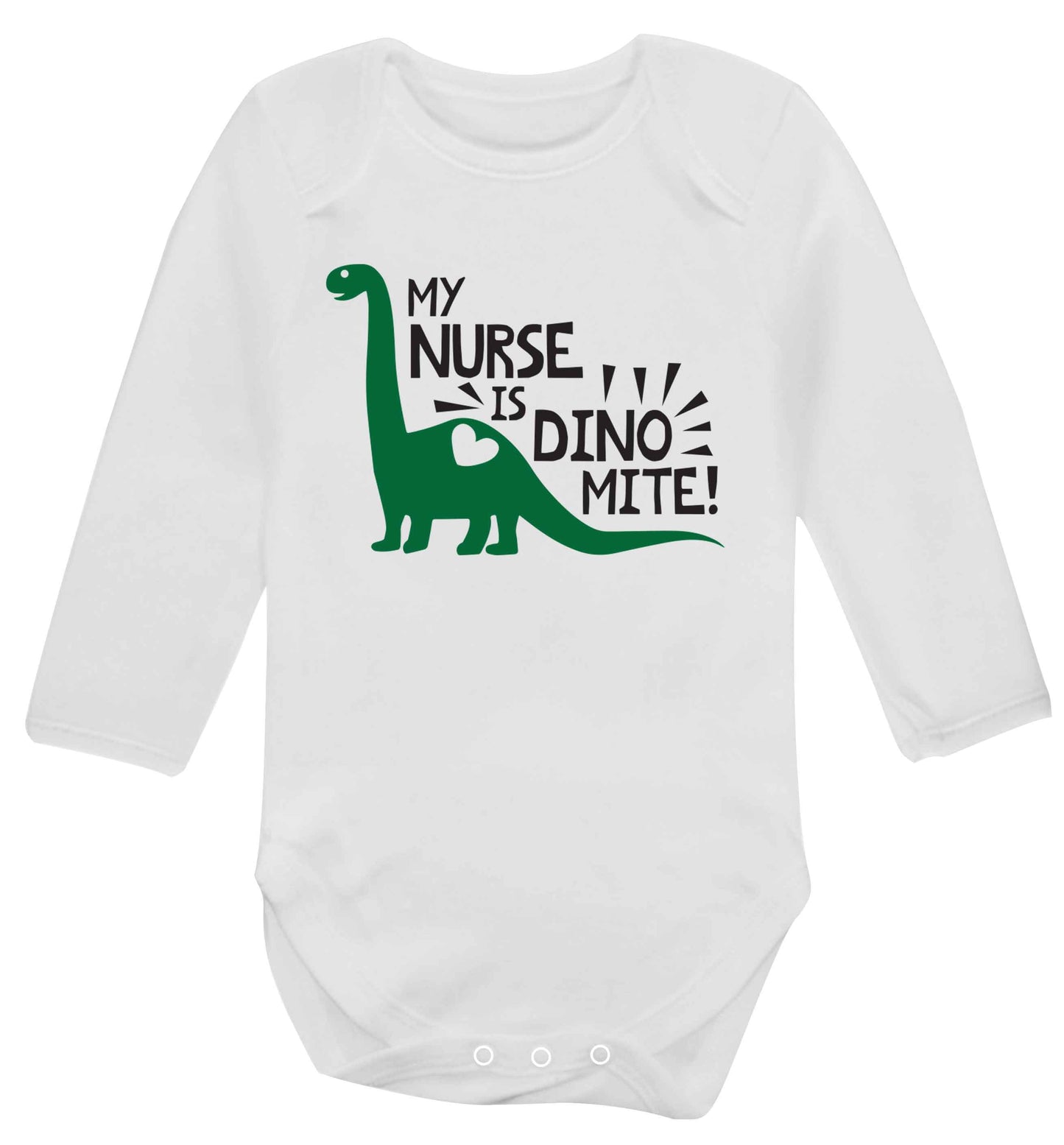 My nurse is dinomite! Baby Vest long sleeved white 6-12 months