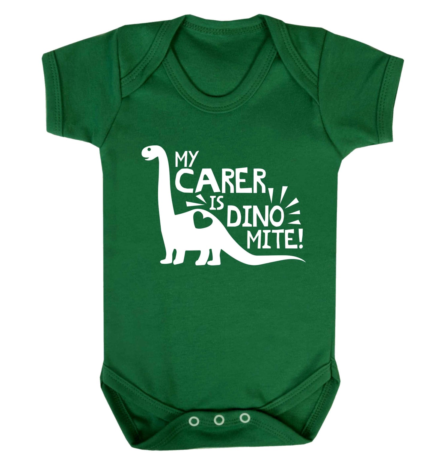 My carer is dinomite! Baby Vest green 18-24 months
