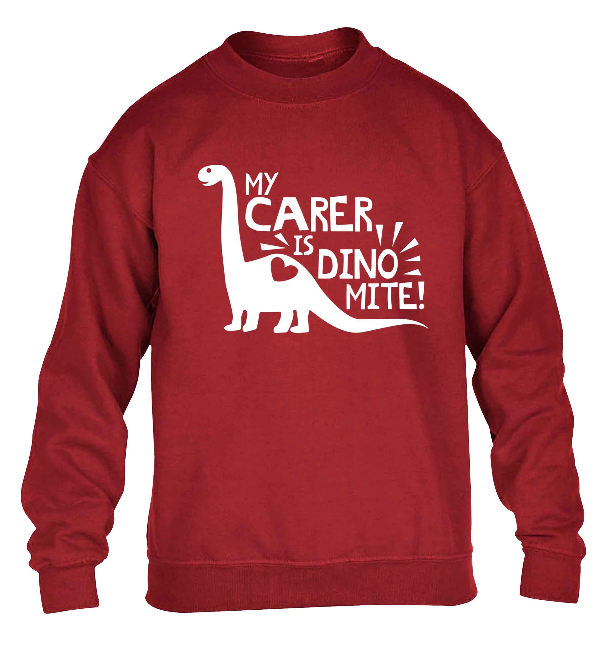 My carer is dinomite! children's grey sweater 12-13 Years