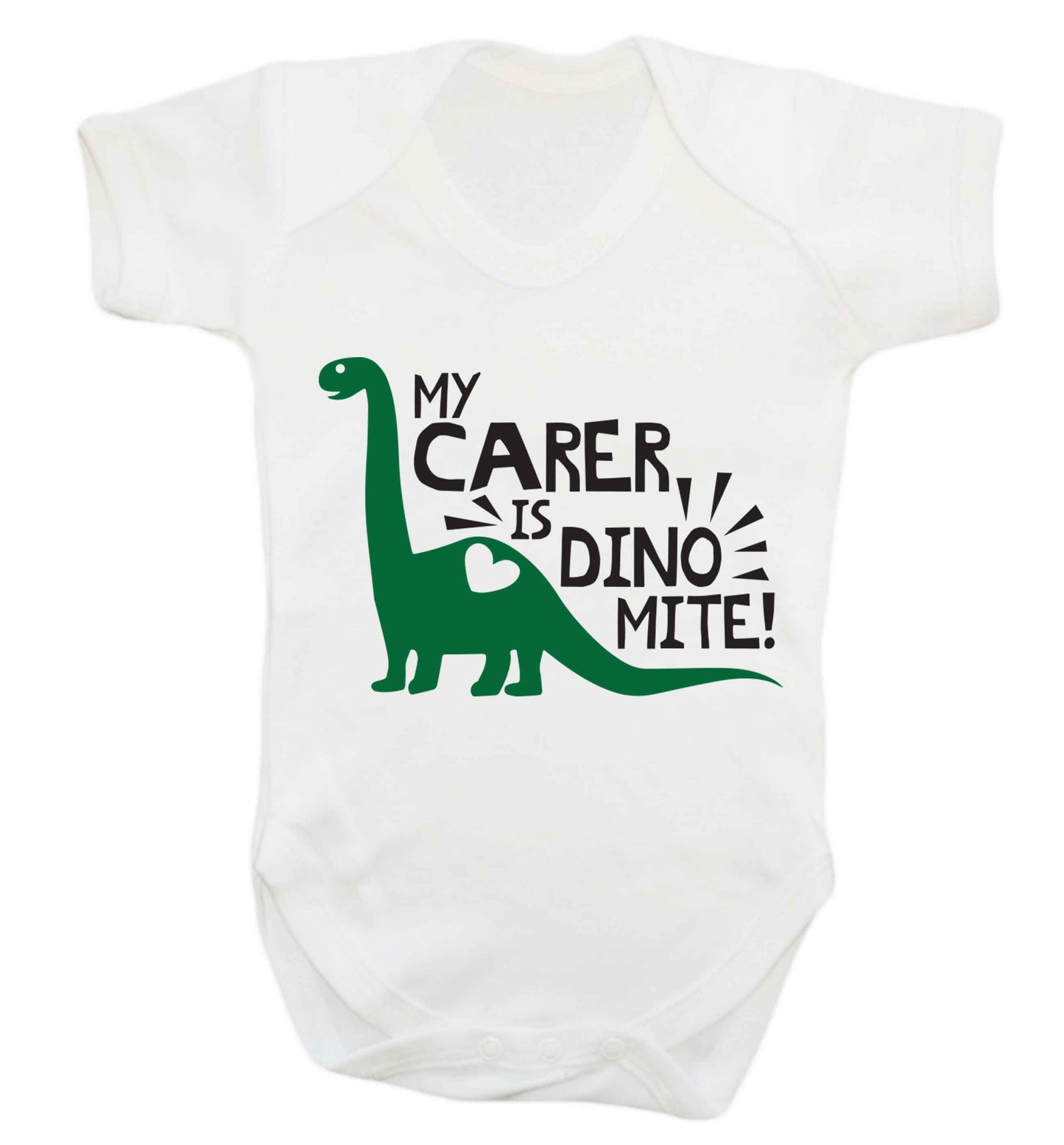 My carer is dinomite! Baby Vest white 18-24 months