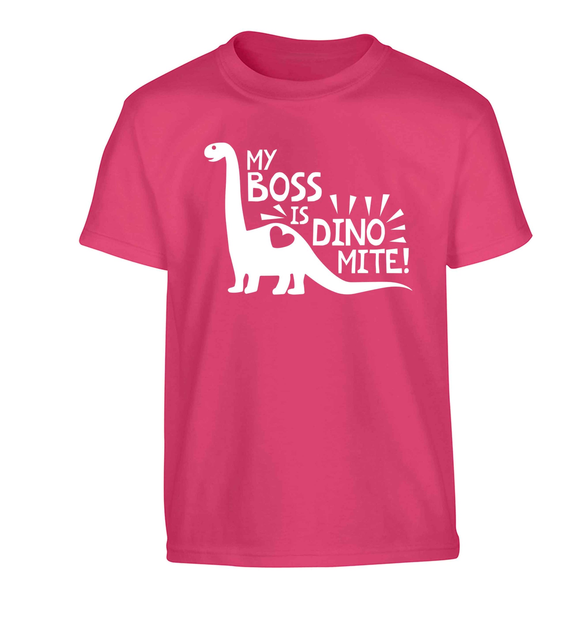 My boss is dinomite! Children's pink Tshirt 12-13 Years