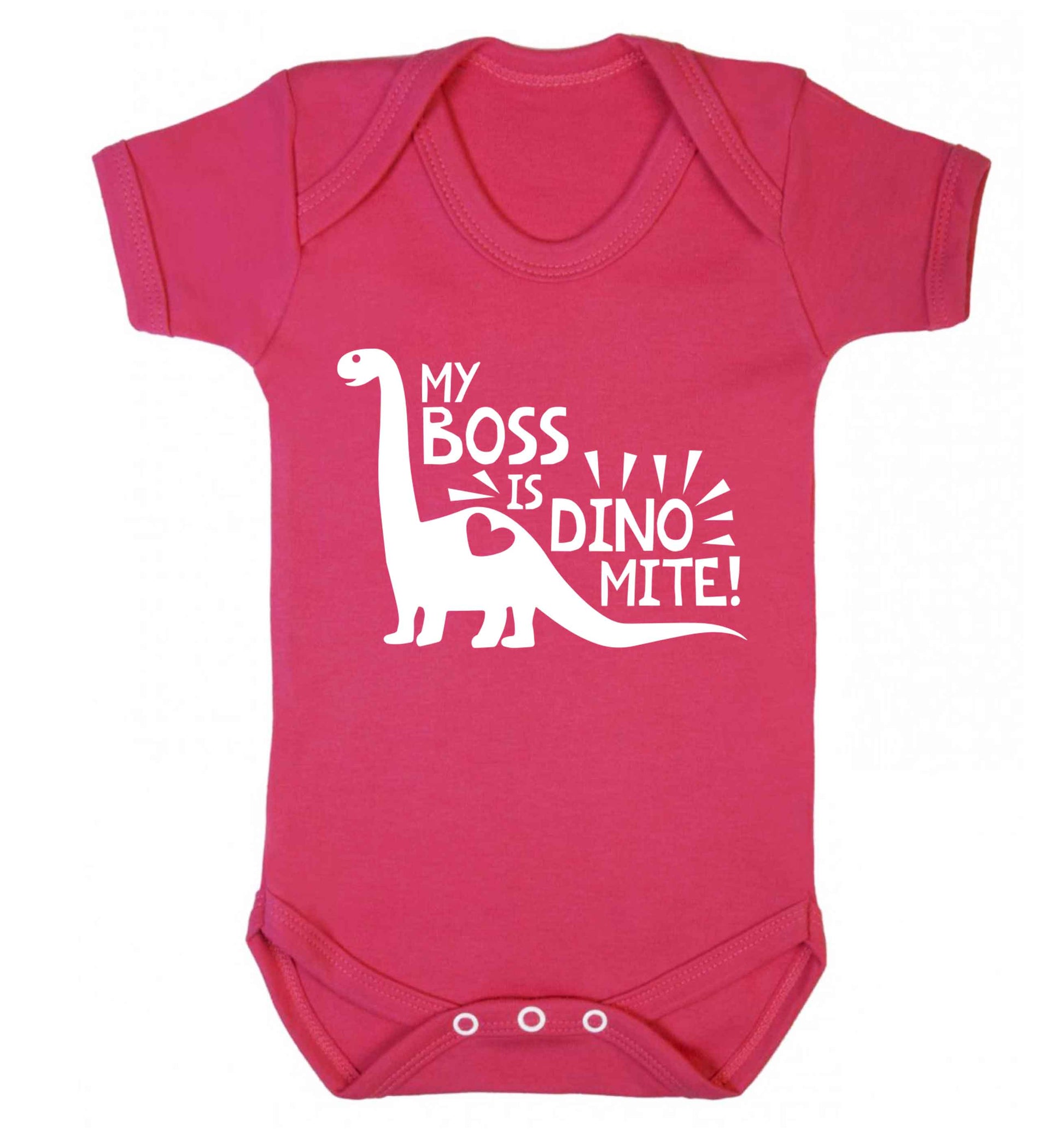 My boss is dinomite! Baby Vest dark pink 18-24 months