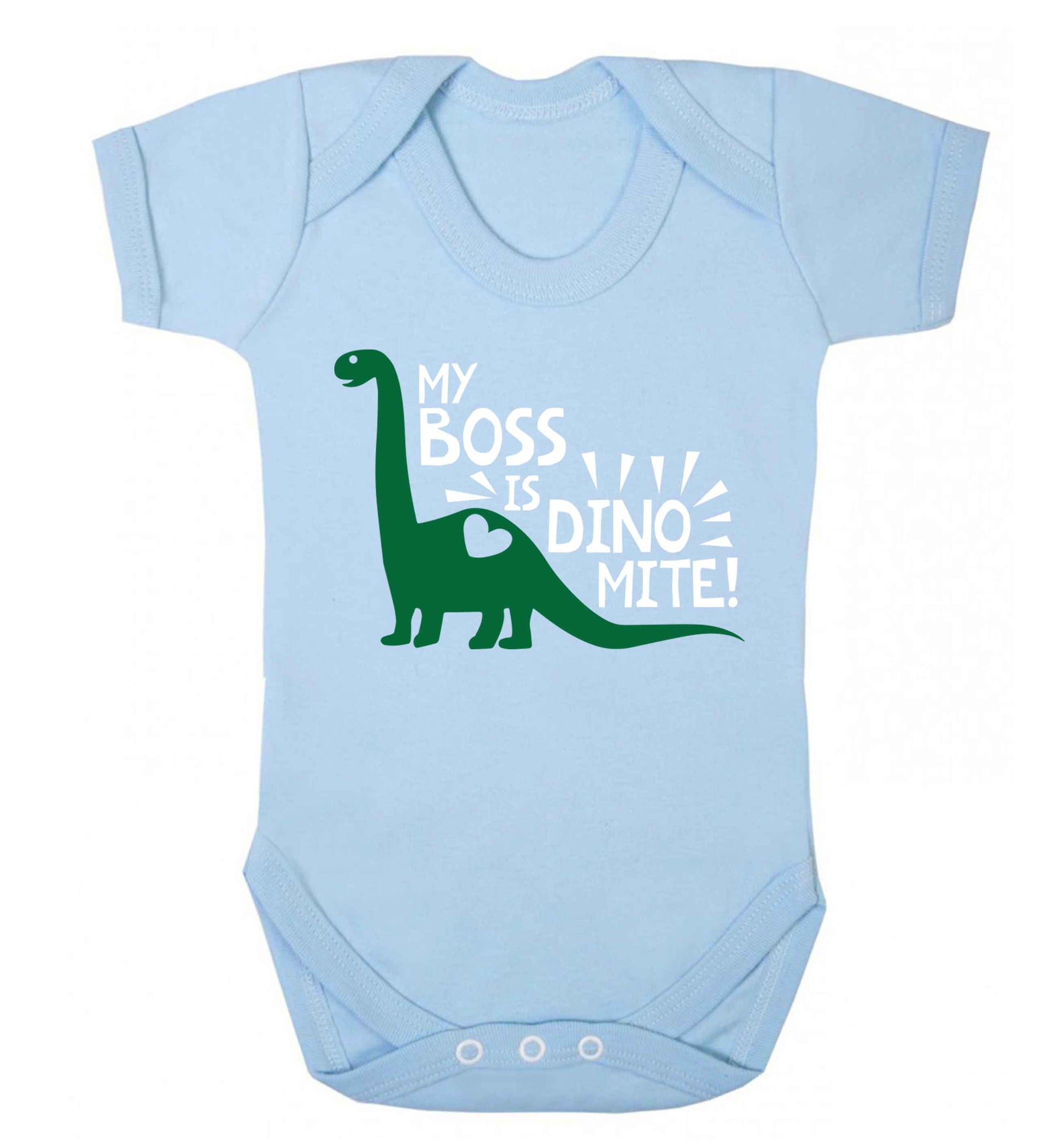 My boss is dinomite! Baby Vest pale blue 18-24 months