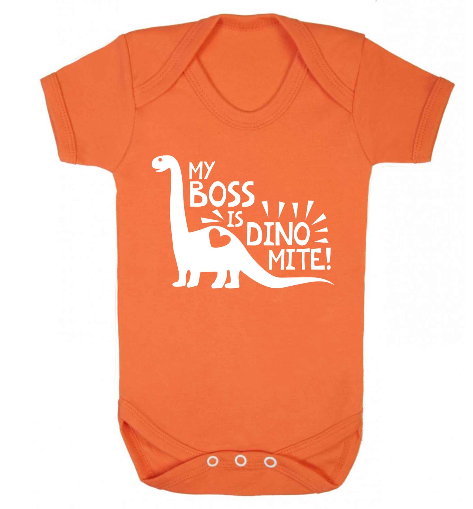 My boss is dinomite! Baby Vest orange 18-24 months