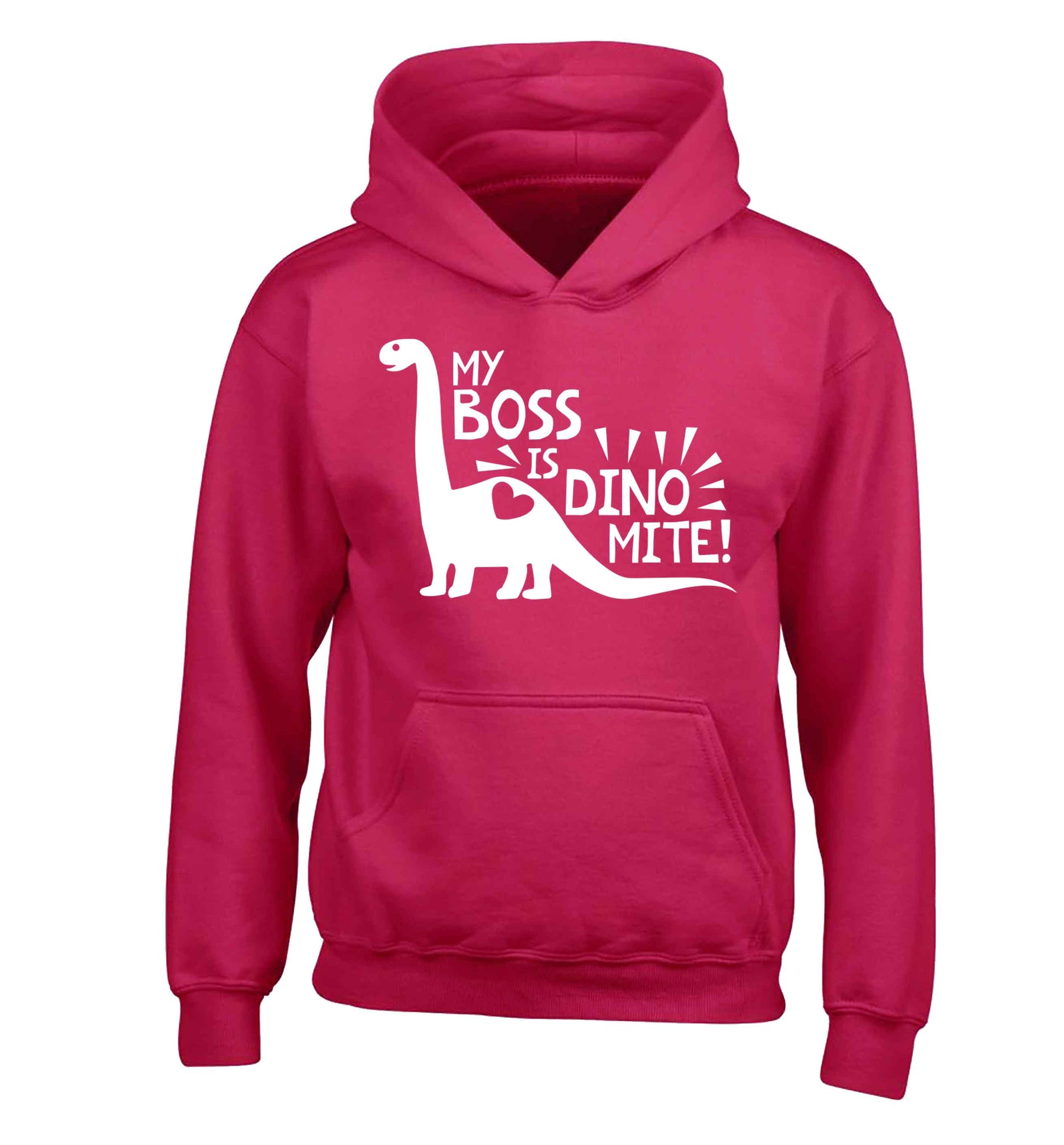 My boss is dinomite! children's pink hoodie 12-13 Years