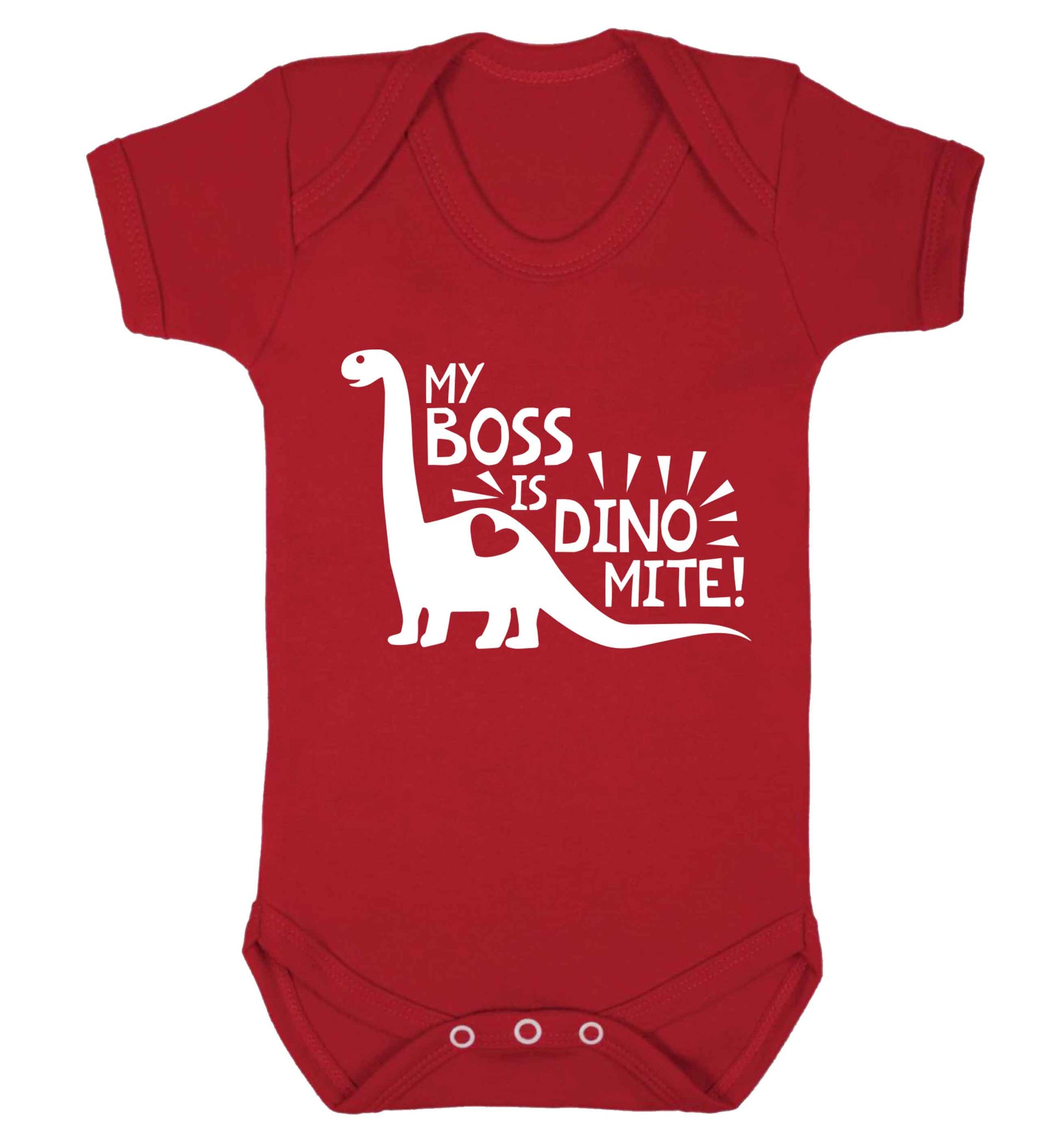 My boss is dinomite! Baby Vest red 18-24 months
