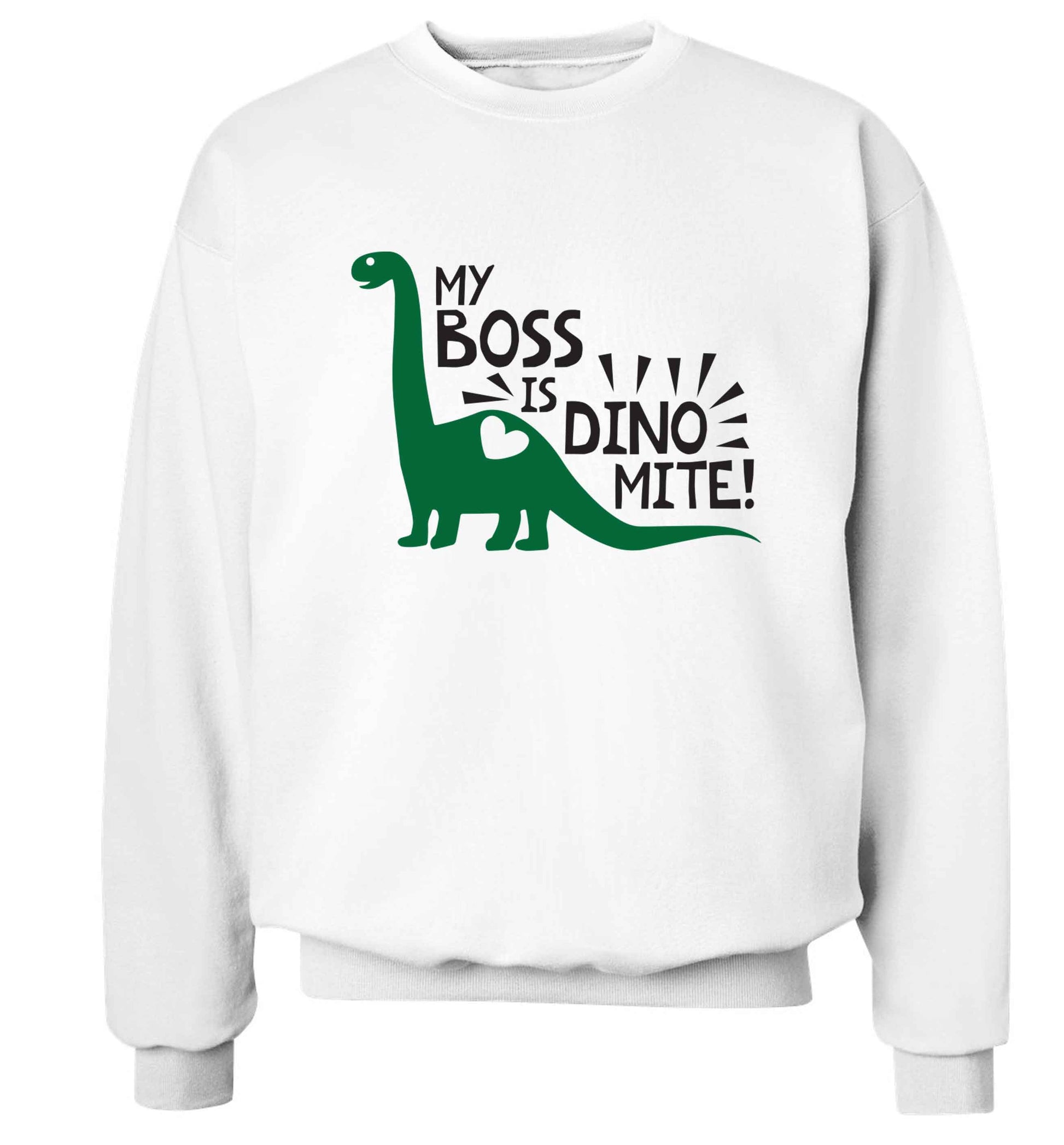 My boss is dinomite! Adult's unisex white Sweater 2XL