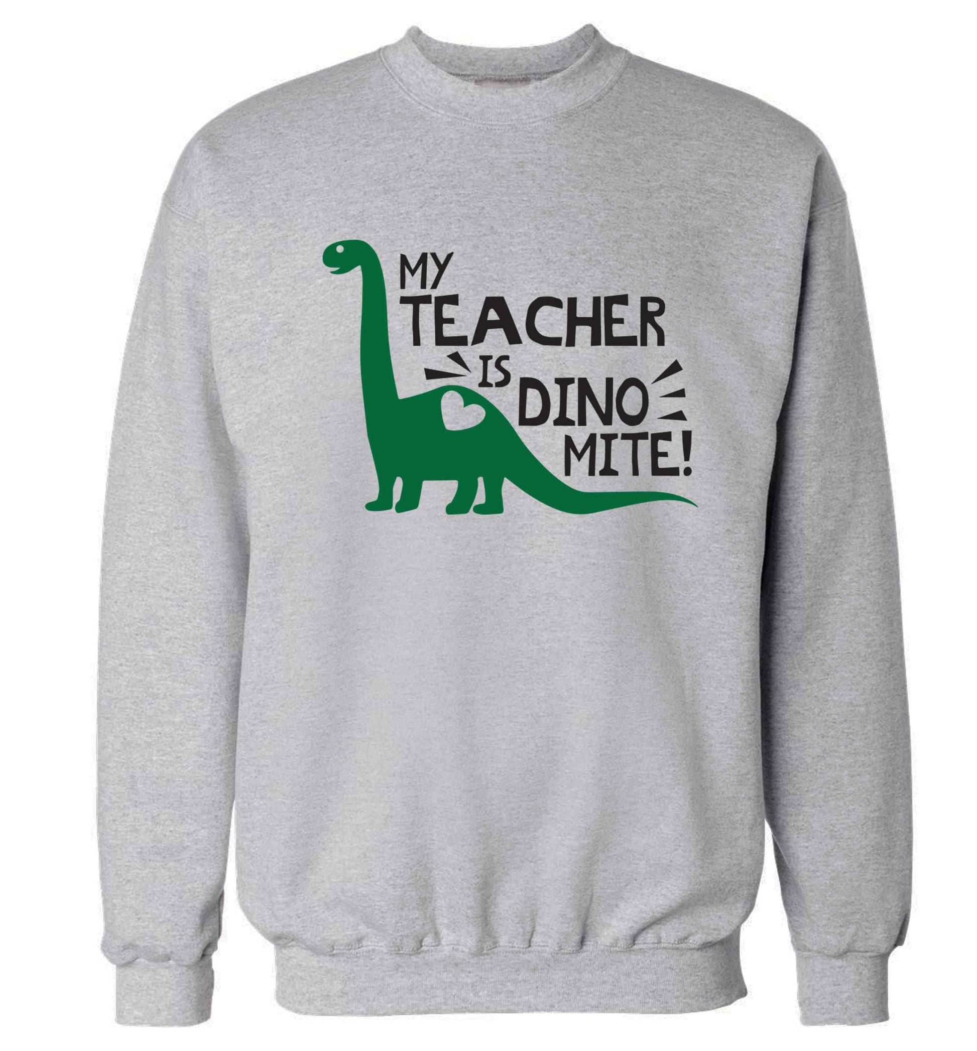 My teacher is dinomite! Adult's unisex grey Sweater 2XL