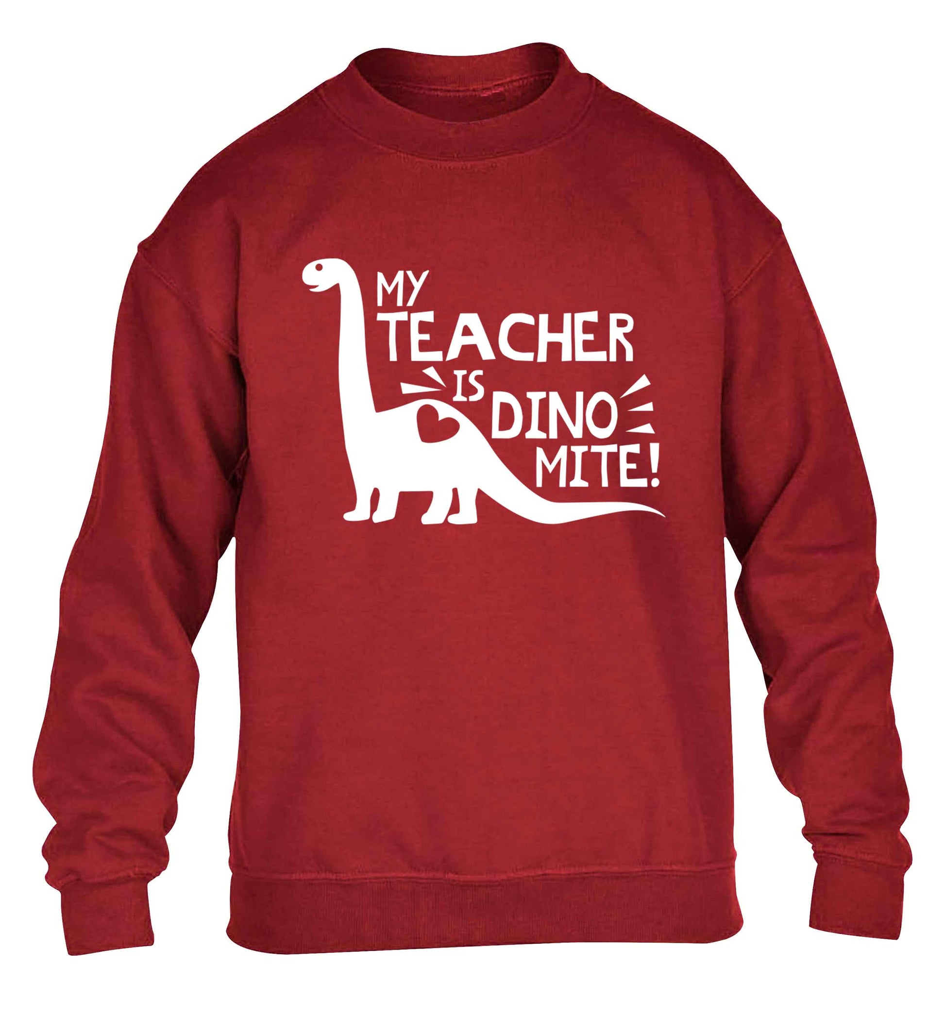 My teacher is dinomite! children's grey sweater 12-13 Years