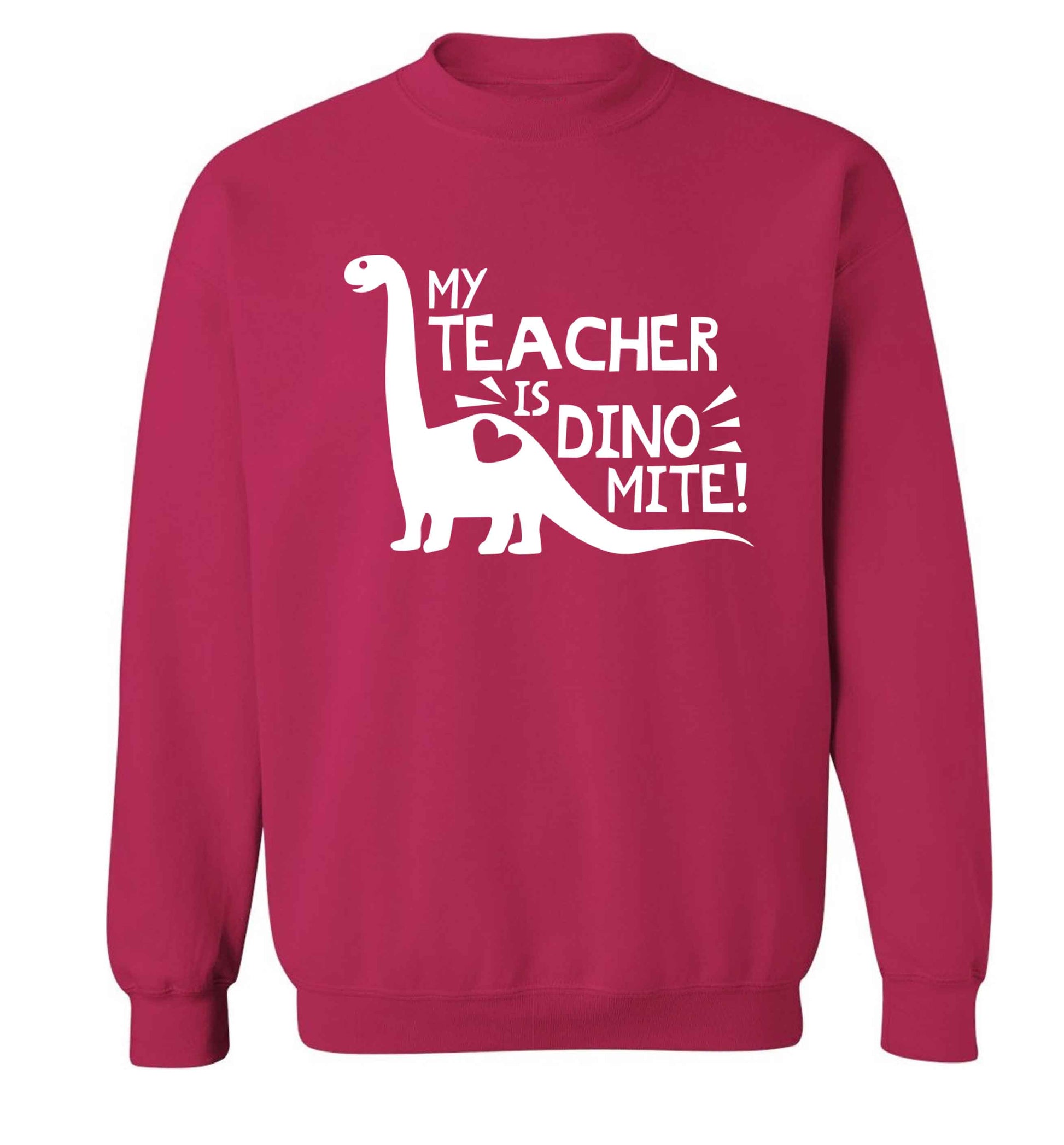 My teacher is dinomite! Adult's unisex pink Sweater 2XL