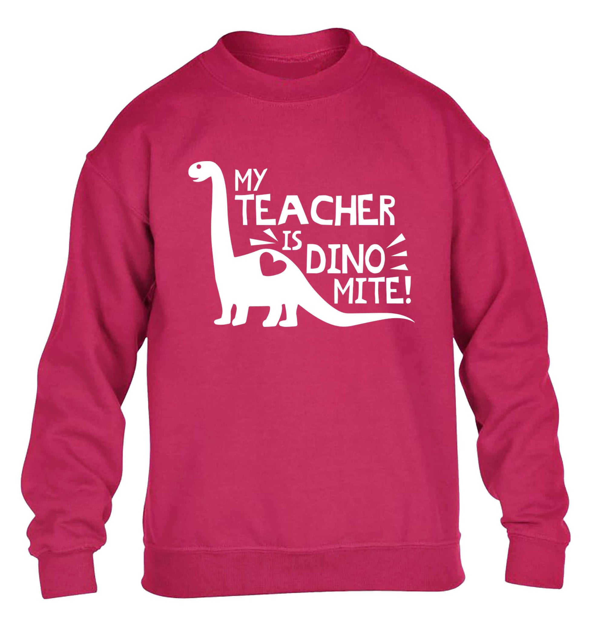 My teacher is dinomite! children's pink sweater 12-13 Years