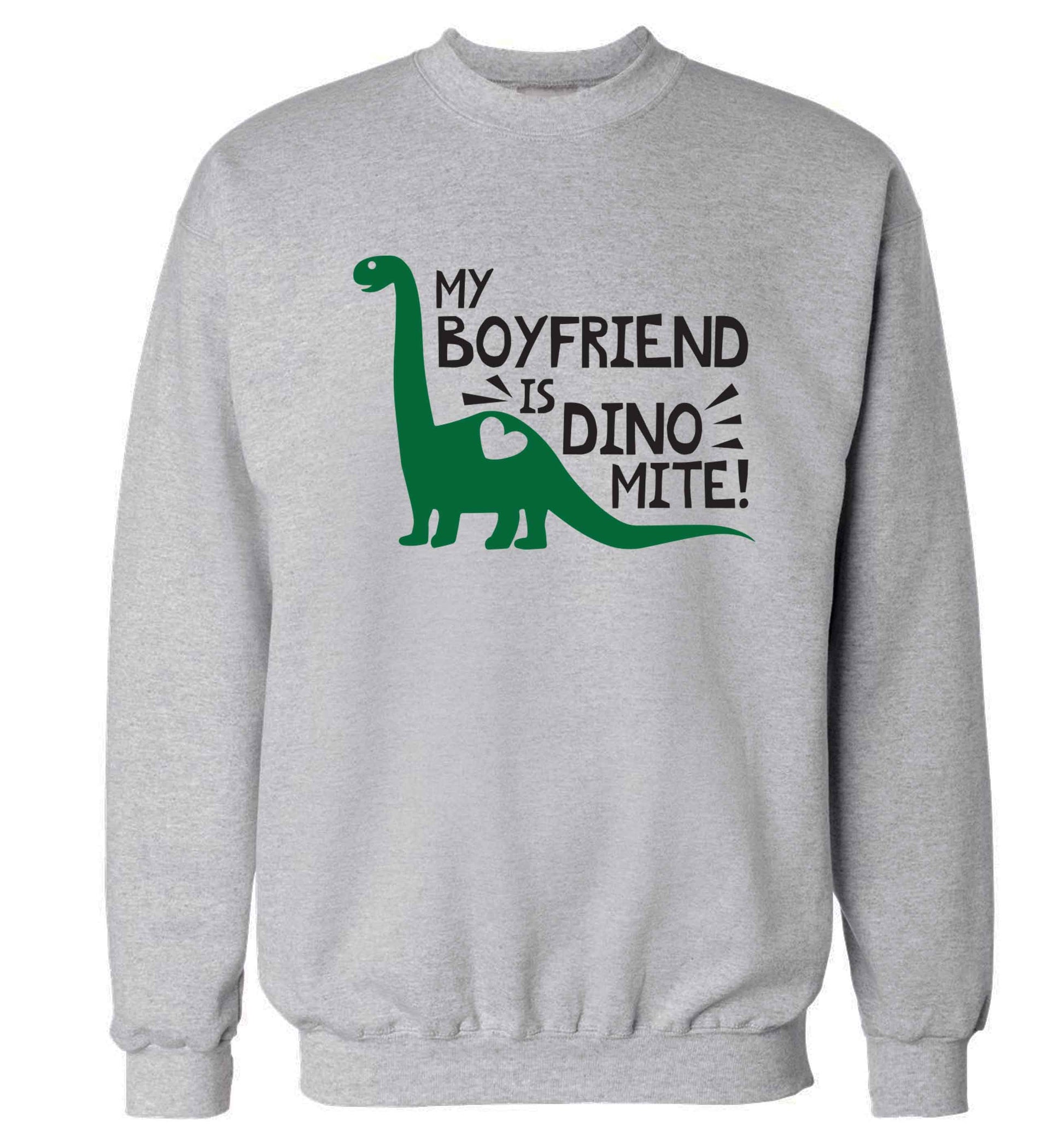 My boyfriend is dinomite! Adult's unisex grey Sweater 2XL