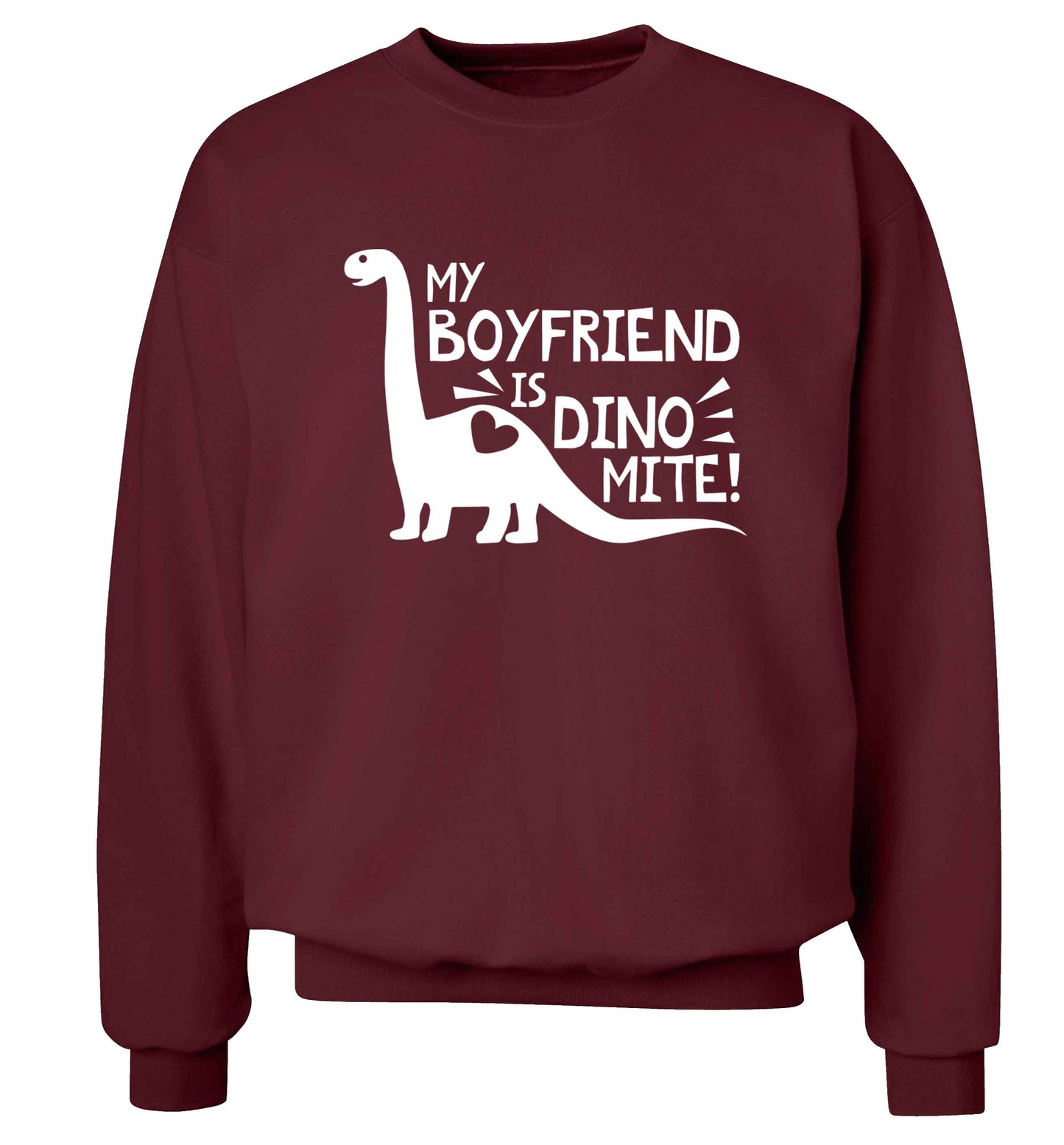 My boyfriend is dinomite! Adult's unisex maroon Sweater 2XL