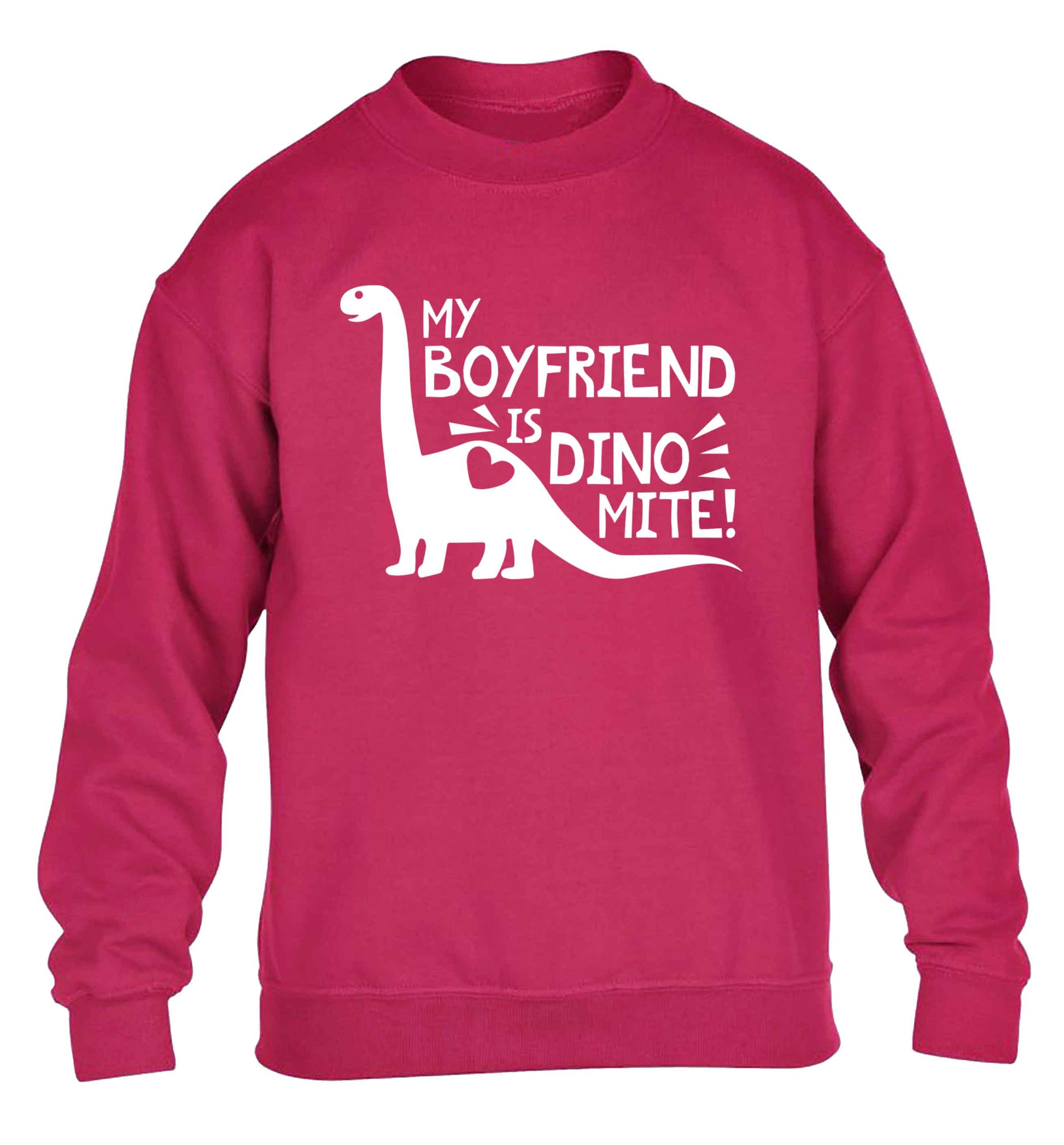 My boyfriend is dinomite! children's pink sweater 12-13 Years