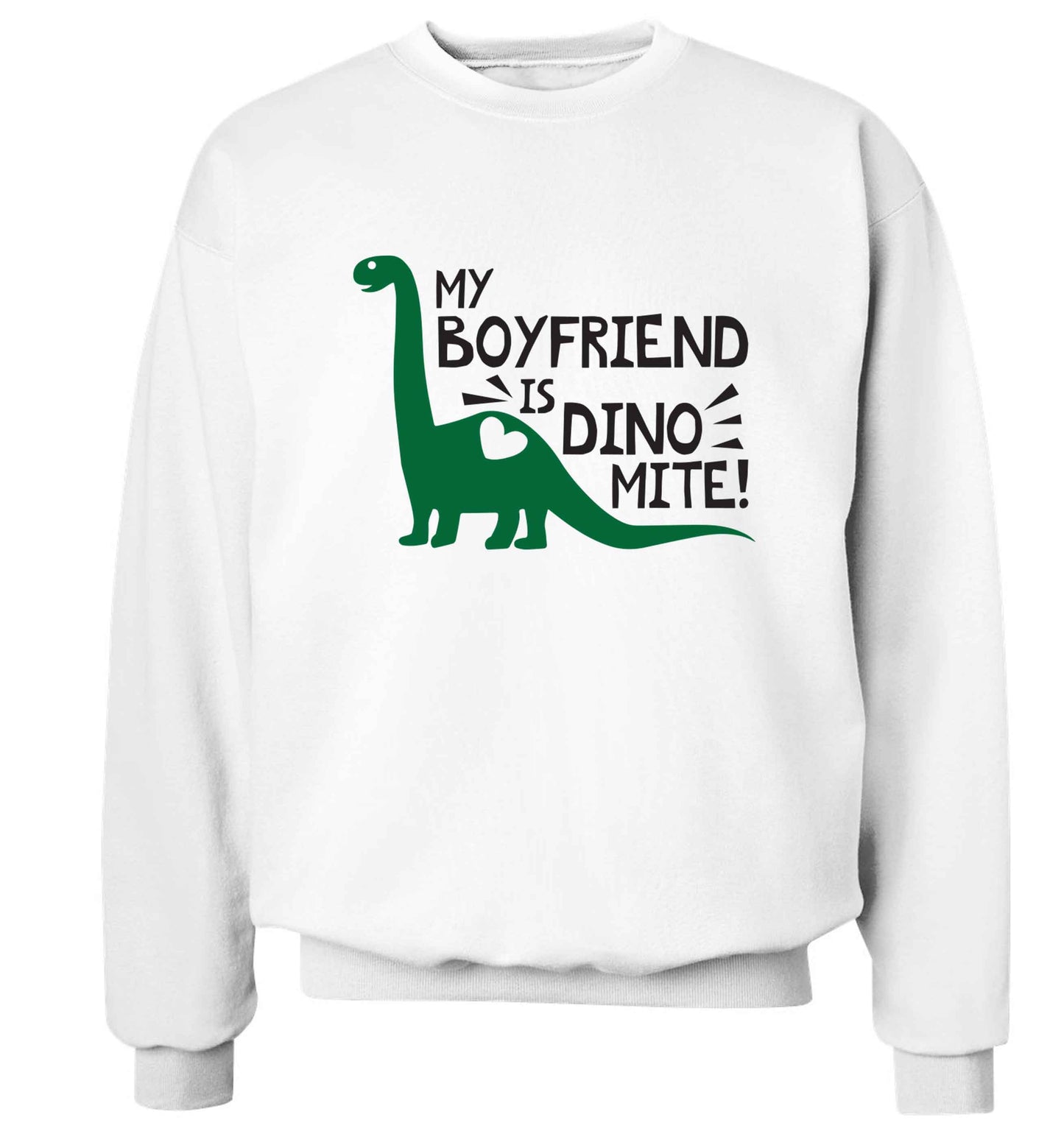 My boyfriend is dinomite! Adult's unisex white Sweater 2XL
