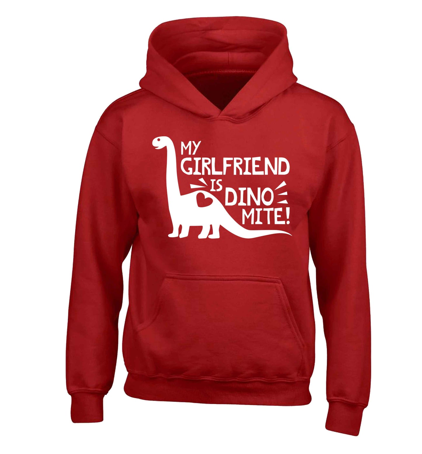 My girlfriend is dinomite! children's red hoodie 12-13 Years