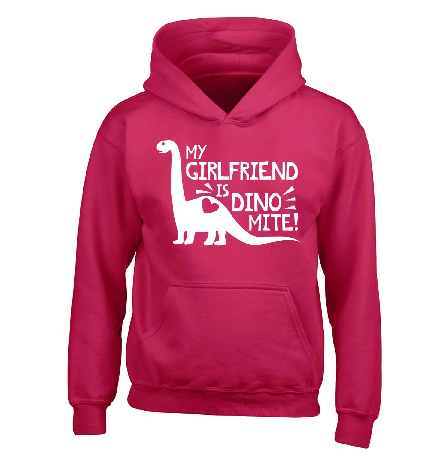 My girlfriend is dinomite! children's pink hoodie 12-13 Years
