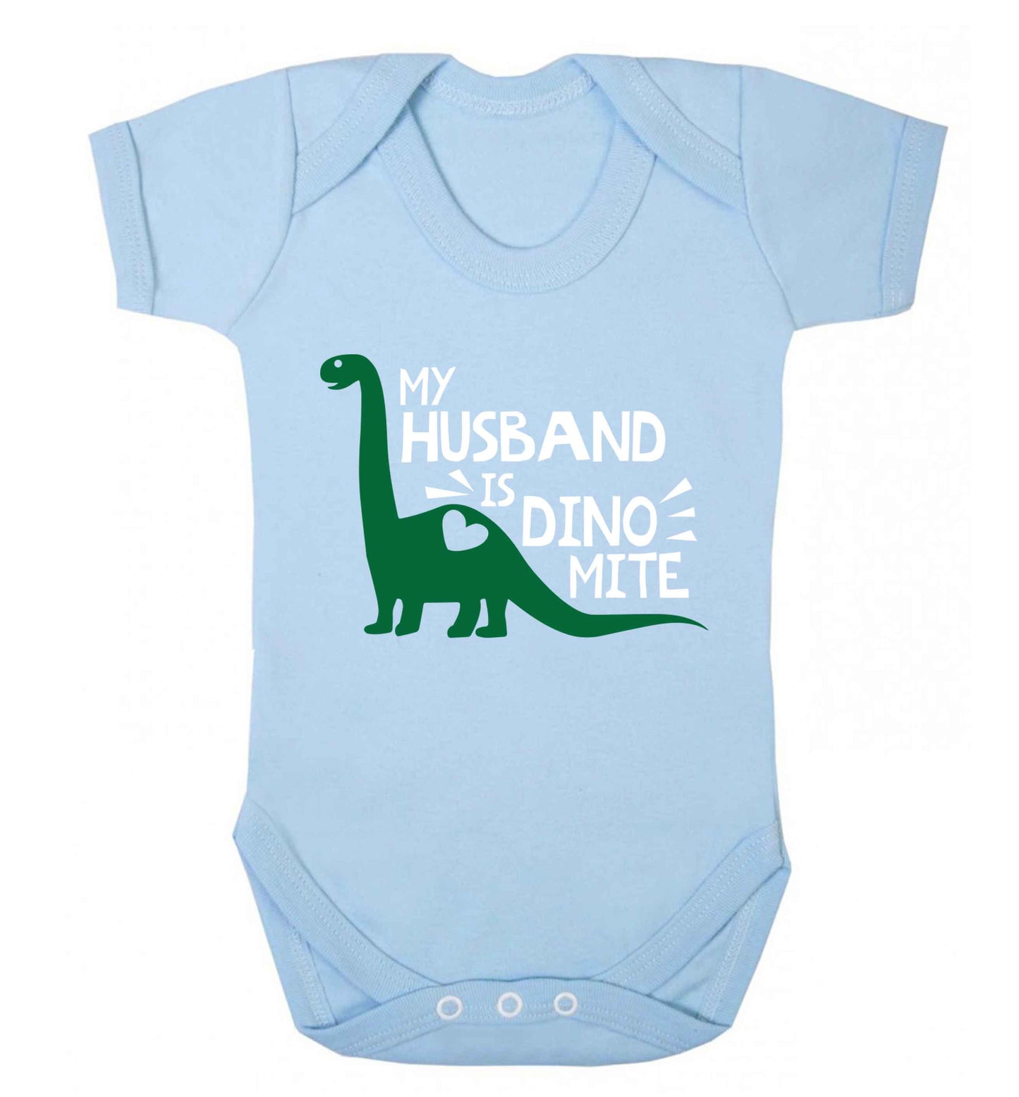 My husband is dinomite! Baby Vest pale blue 18-24 months