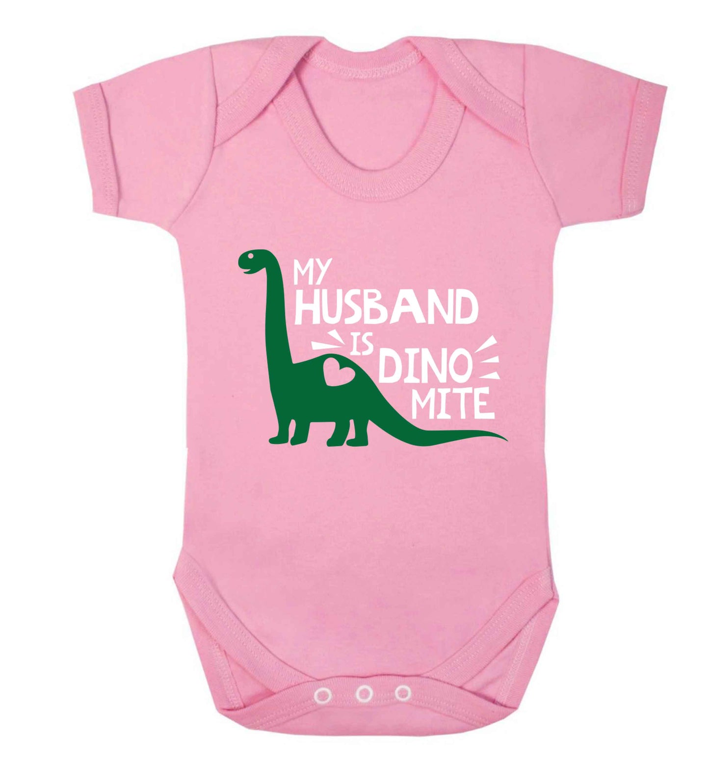 My husband is dinomite! Baby Vest pale pink 18-24 months