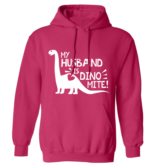 My husband is dinomite! adults unisex pink hoodie 2XL