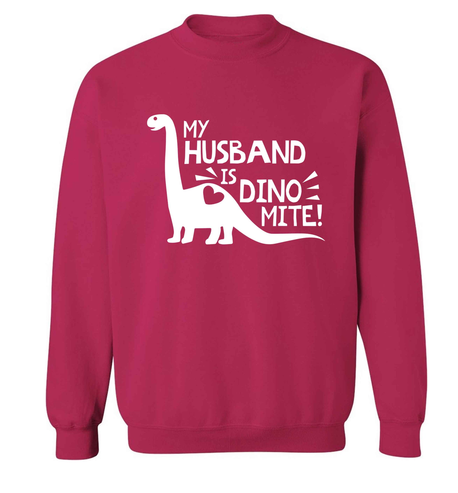 My husband is dinomite! Adult's unisex pink Sweater 2XL
