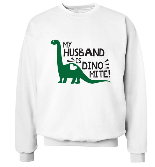 My husband is dinomite! Adult's unisex white Sweater 2XL