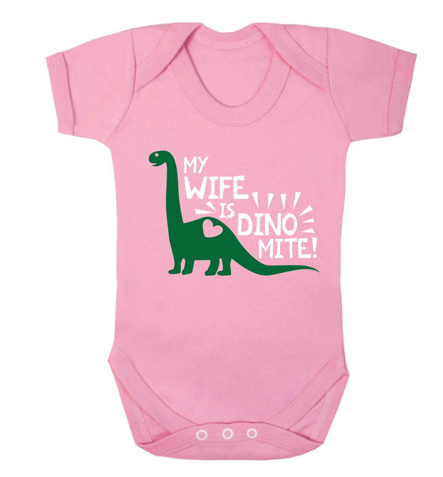My wife is dinomite! Baby Vest pale pink 18-24 months