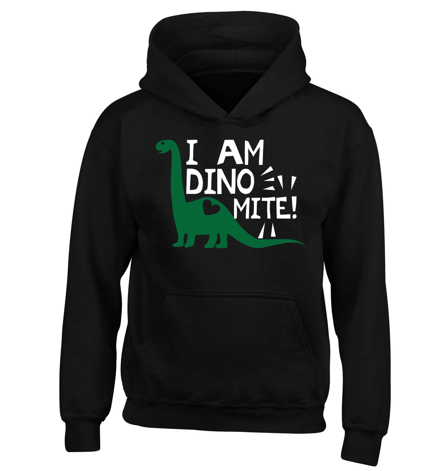 I am dinomite! children's black hoodie 12-13 Years