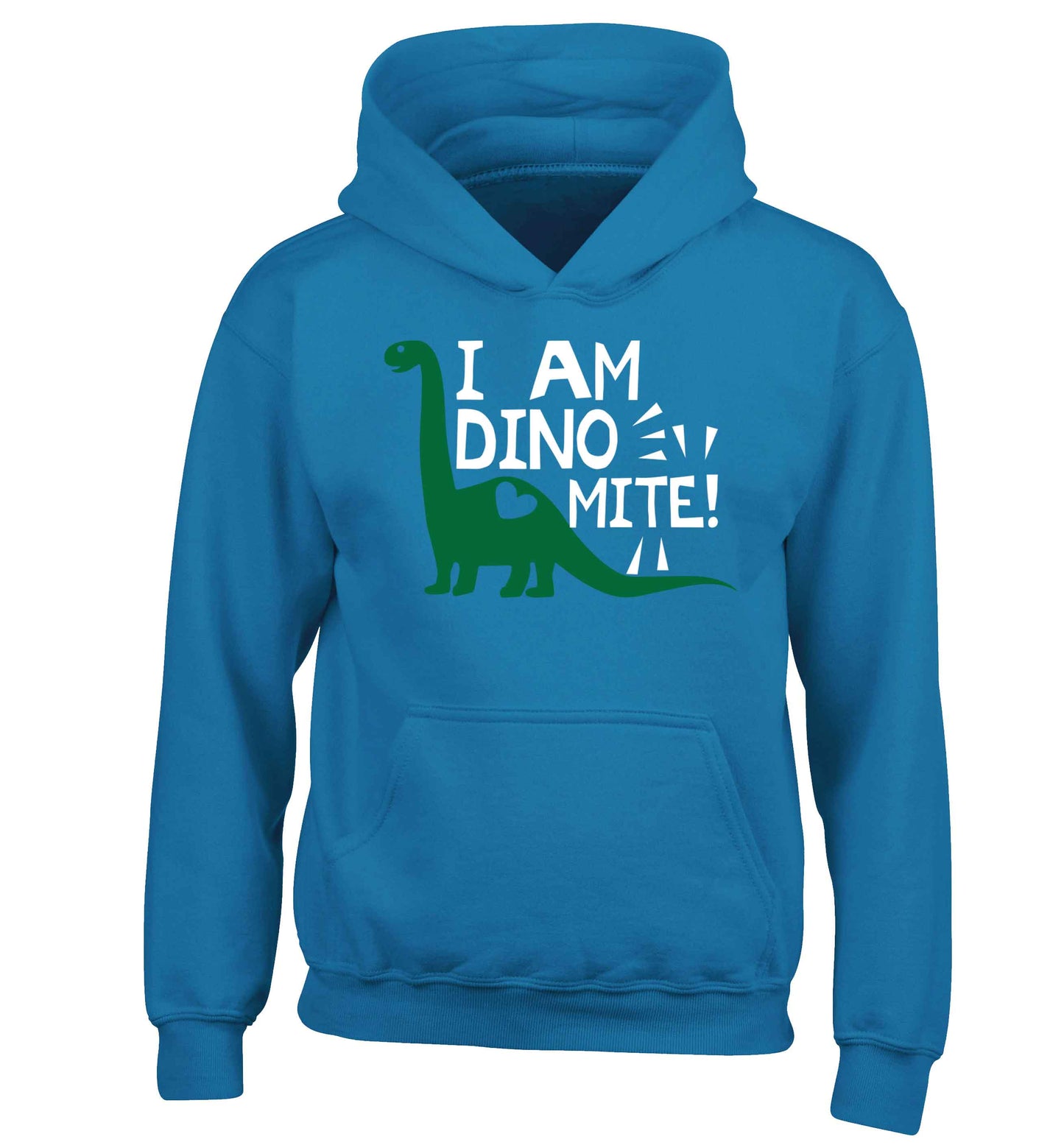 I am dinomite! children's blue hoodie 12-13 Years