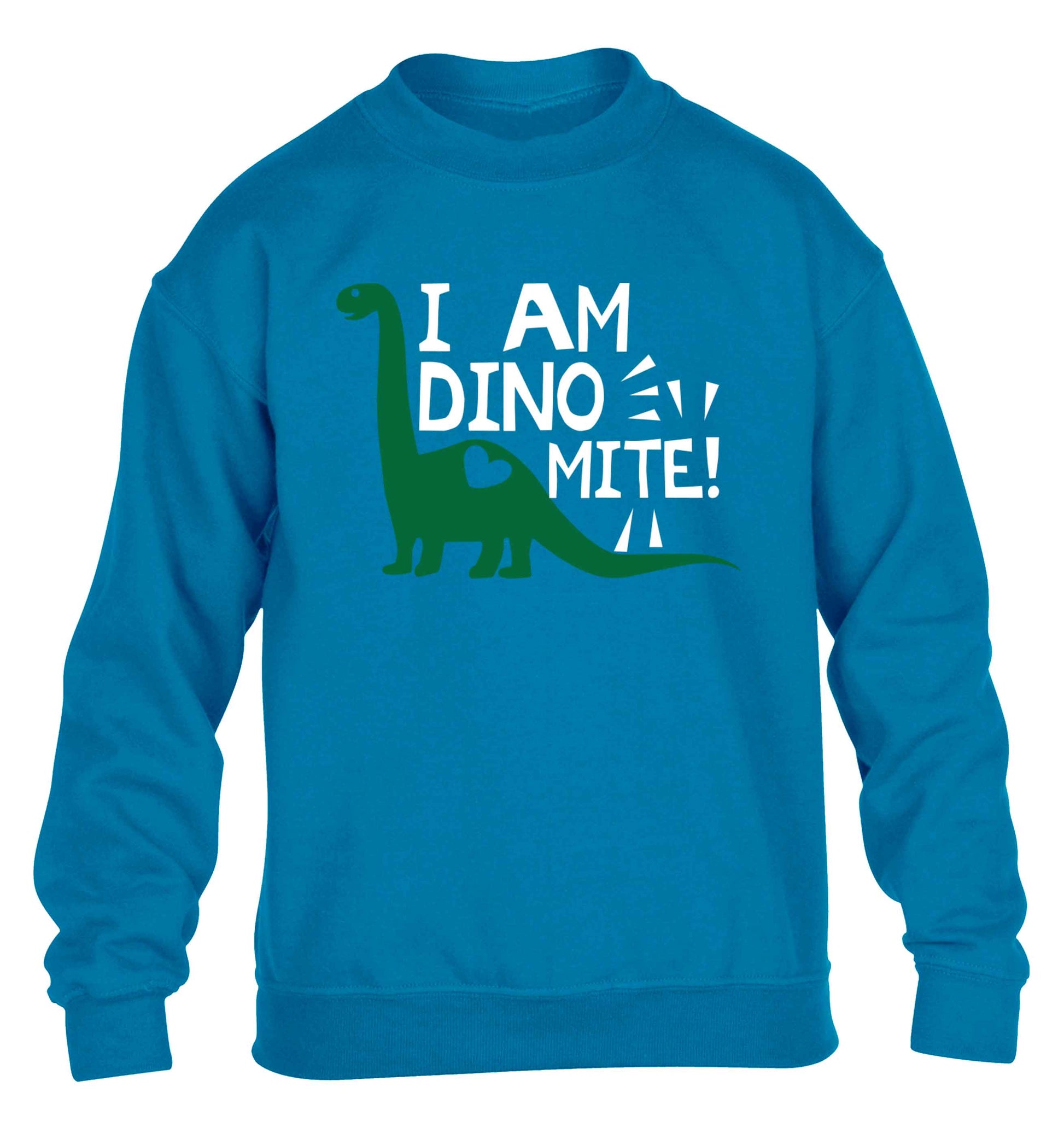 I am dinomite! children's blue sweater 12-13 Years