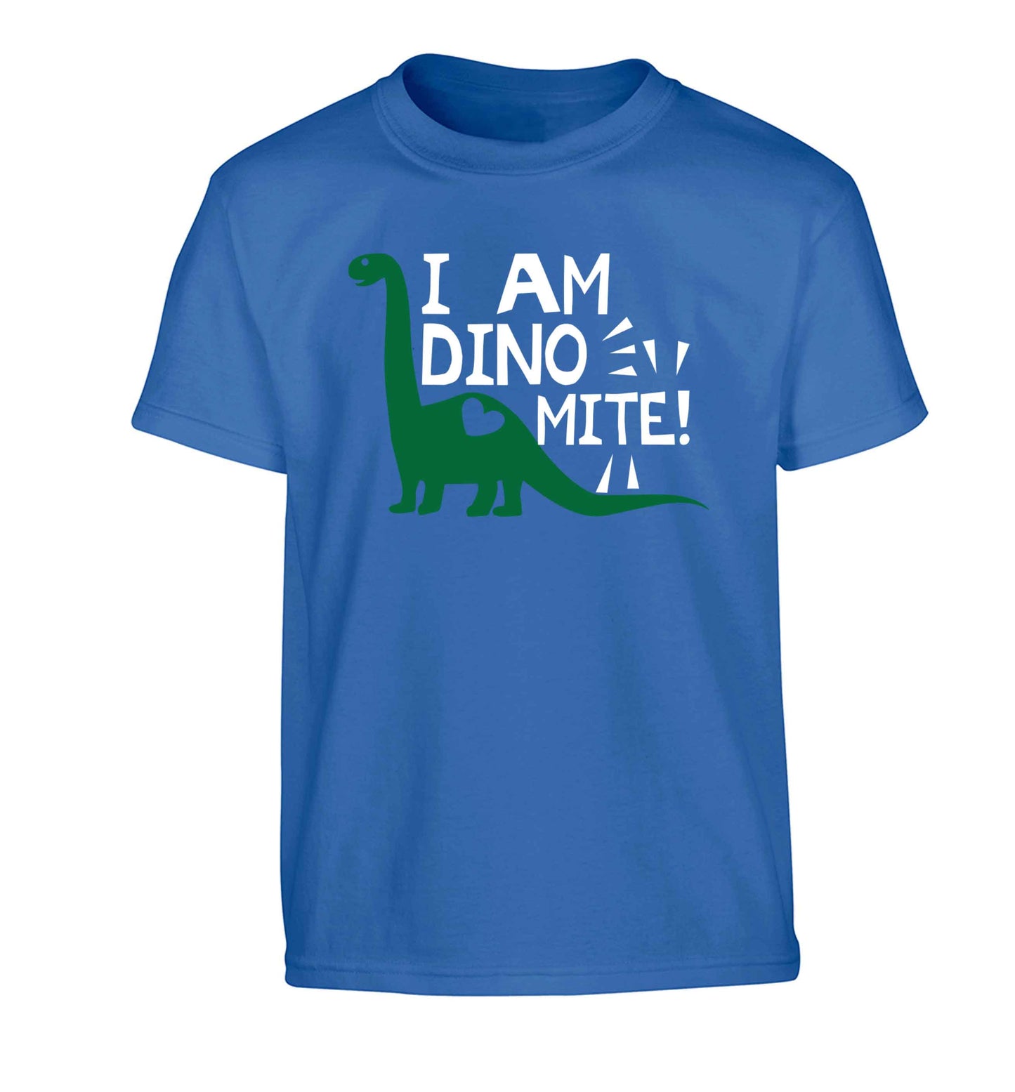 I am dinomite! Children's blue Tshirt 12-13 Years