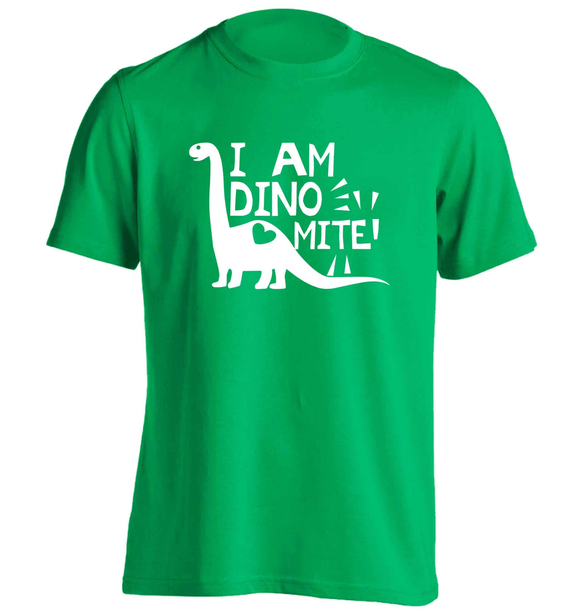 I am dinomite! adults unisex green Tshirt 2XL