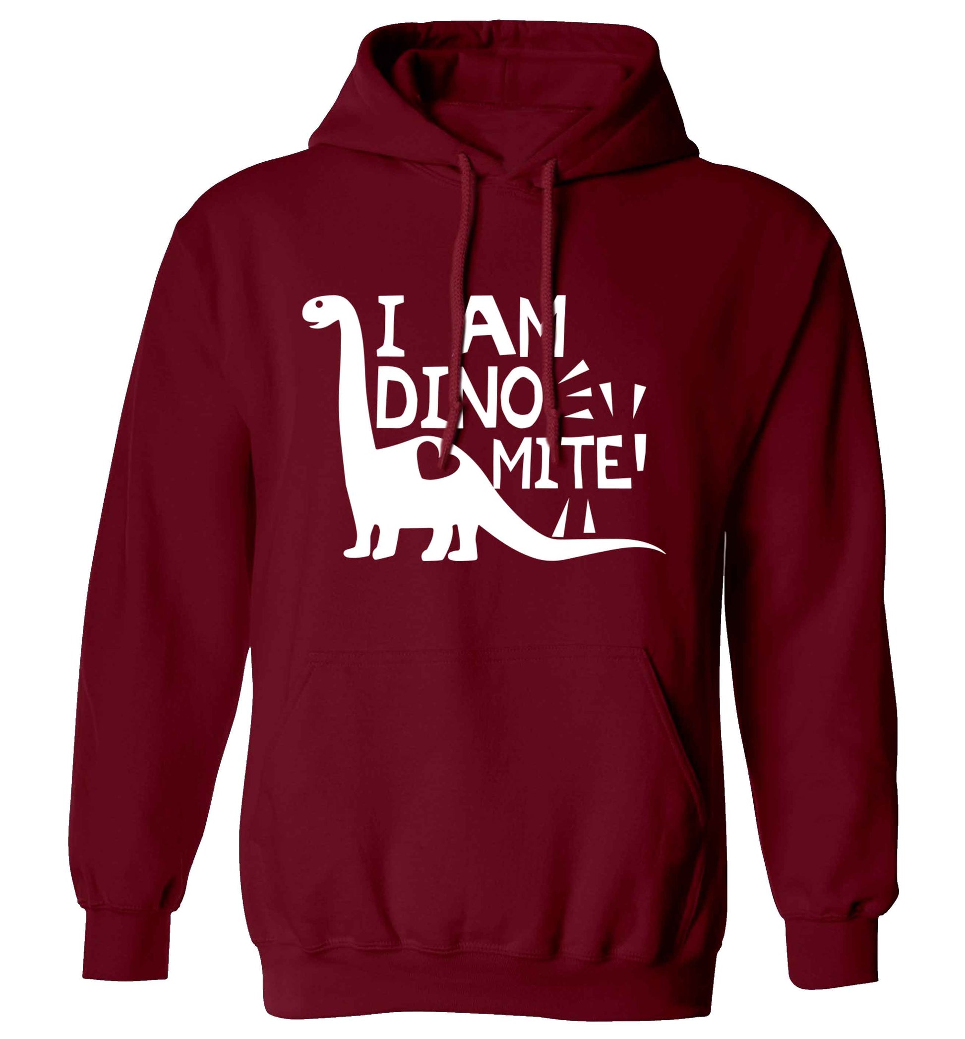 I am dinomite! adults unisex maroon hoodie 2XL