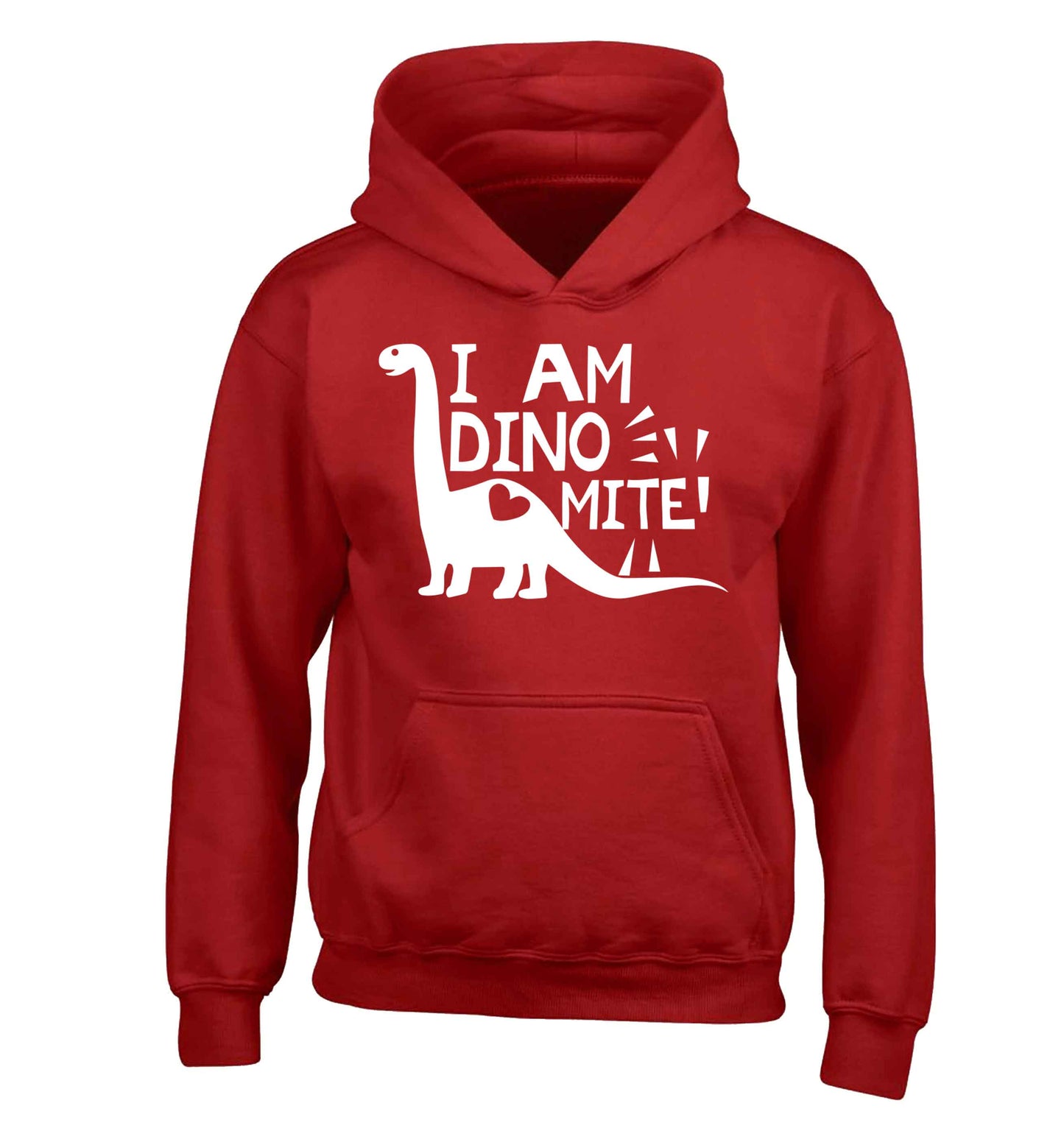 I am dinomite! children's red hoodie 12-13 Years