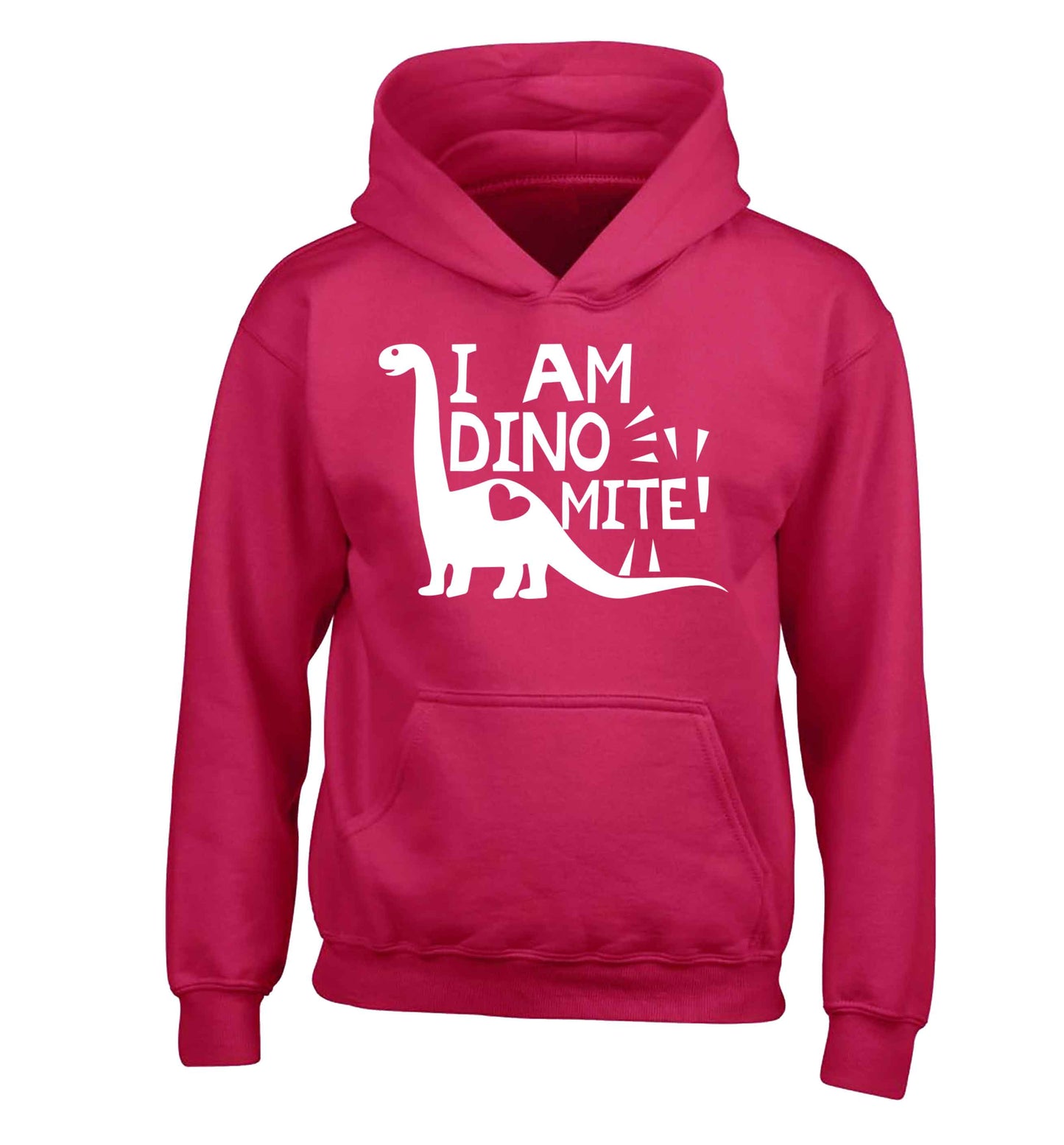 I am dinomite! children's pink hoodie 12-13 Years