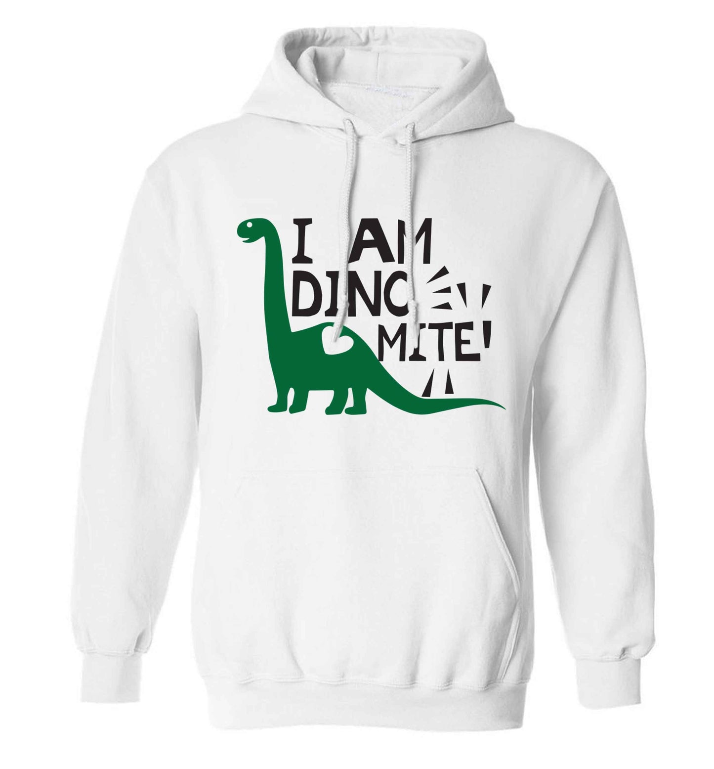 I am dinomite! adults unisex white hoodie 2XL
